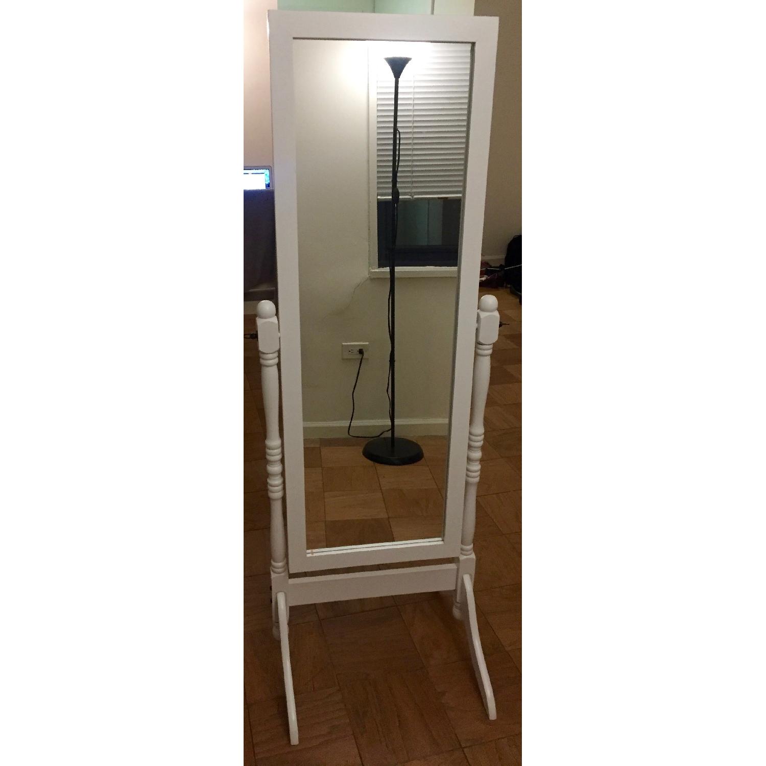 Wooden Cheval Full-Length White Mirror - image-1