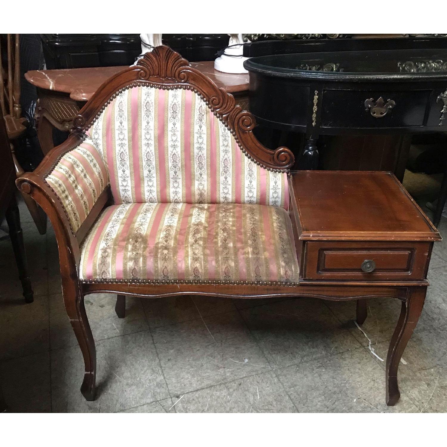 Antique 1930s Telephone Table Gossip Brench/Armchair - image-1