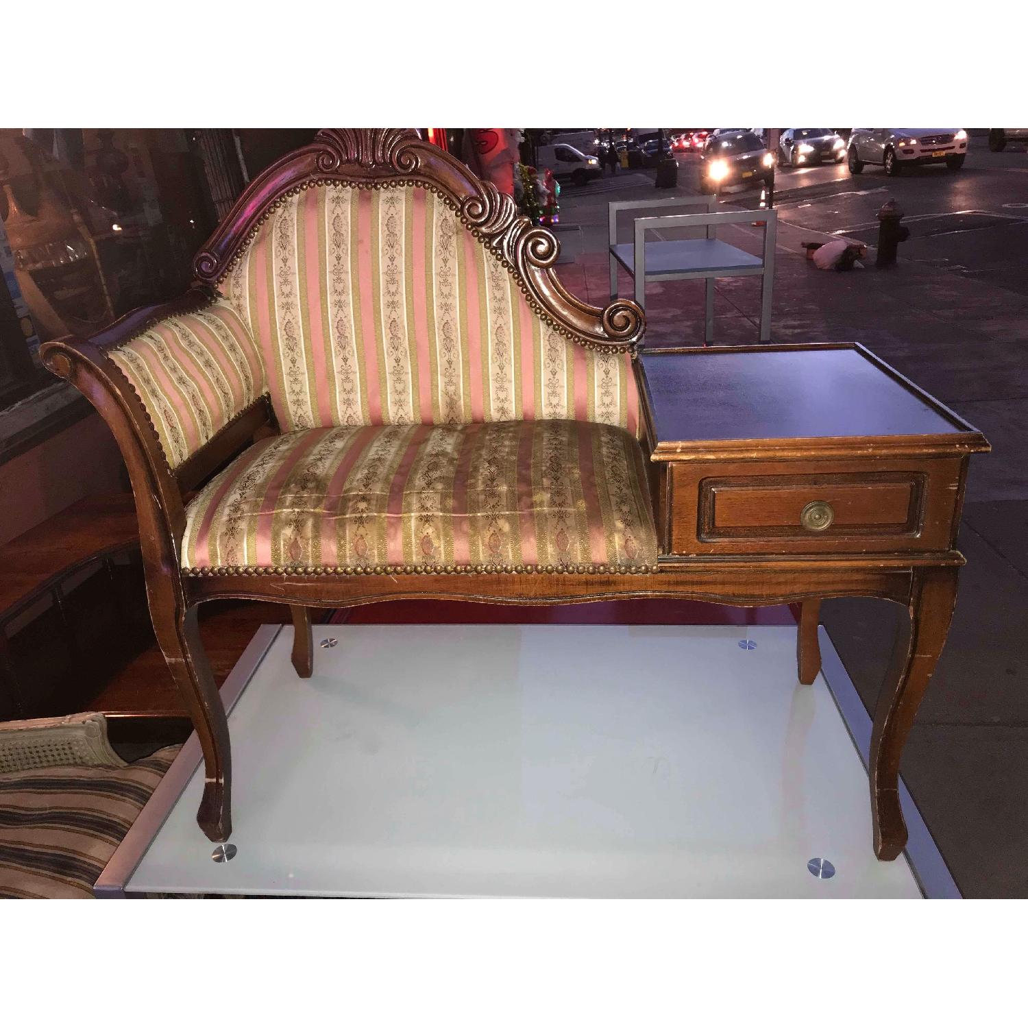 Antique 1930s Telephone Table Gossip Brench/Armchair - image-2