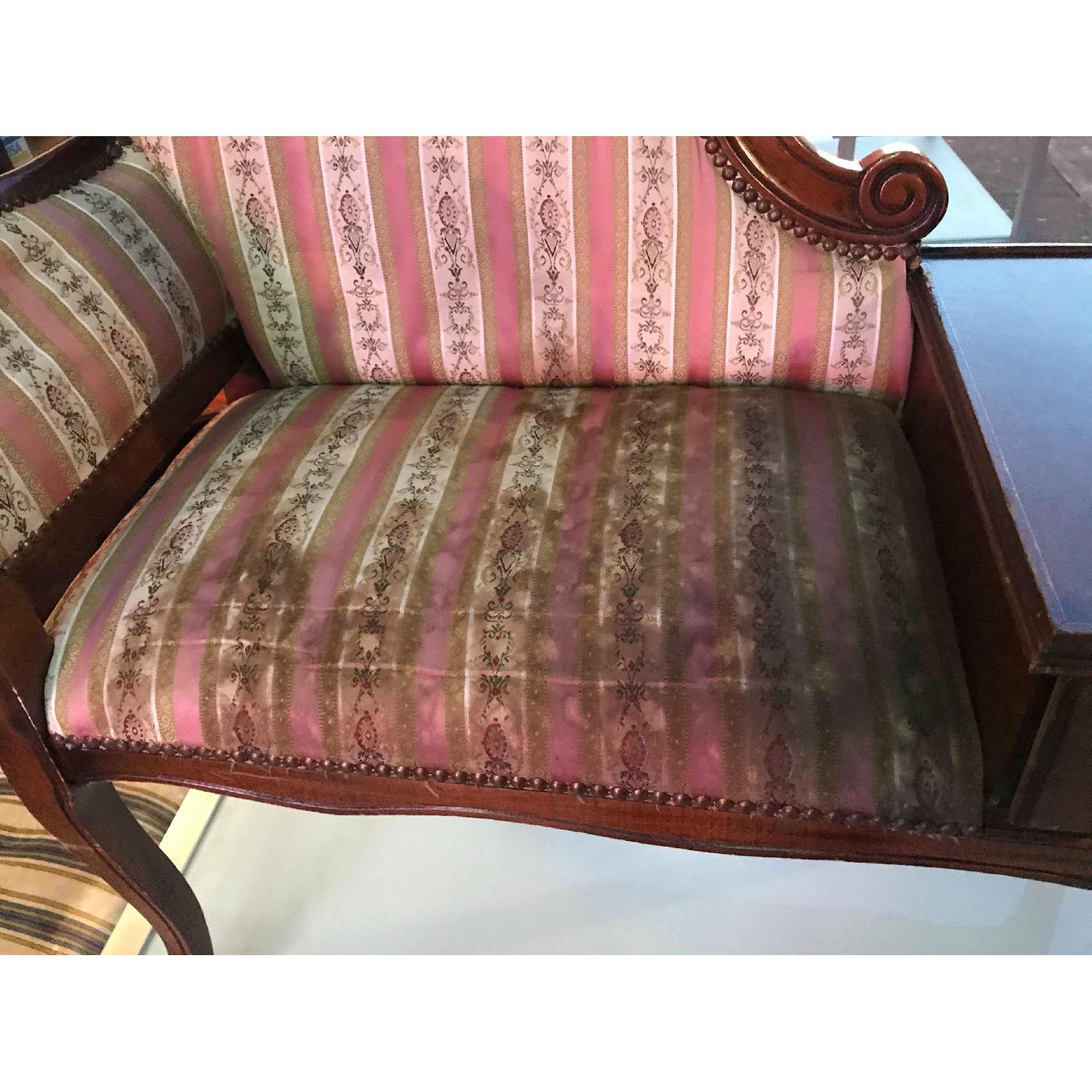 Antique 1930s Telephone Table Gossip Brench/Armchair - image-4