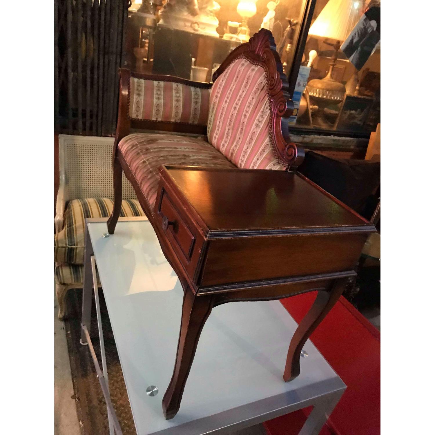 Antique 1930s Telephone Table Gossip Brench/Armchair - image-6