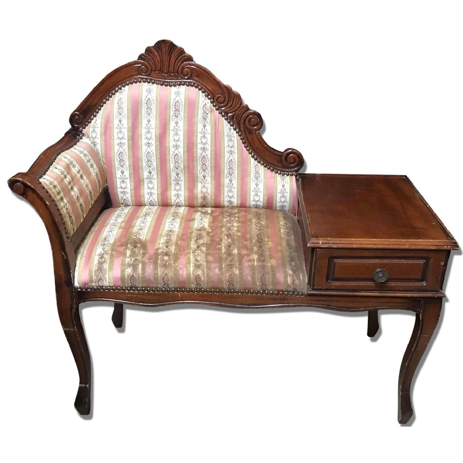 Antique 1930s Telephone Table Gossip Brench/Armchair - image-0