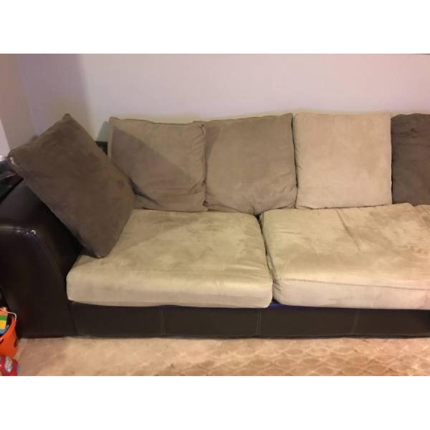 Klaussner Furniture Light Brown Faux Leather Sectional Sofa - image-3