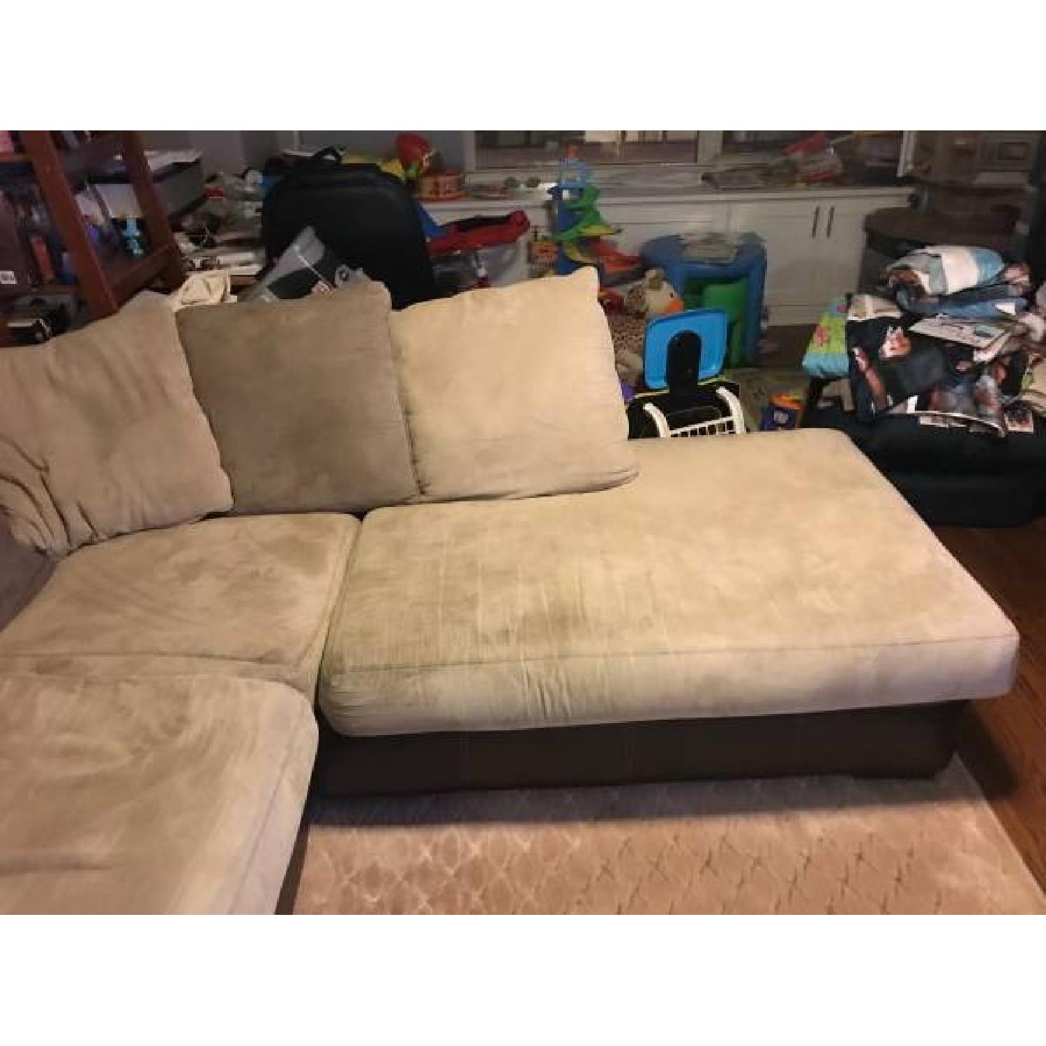 Klaussner Furniture Light Brown Faux Leather Sectional Sofa - image-4