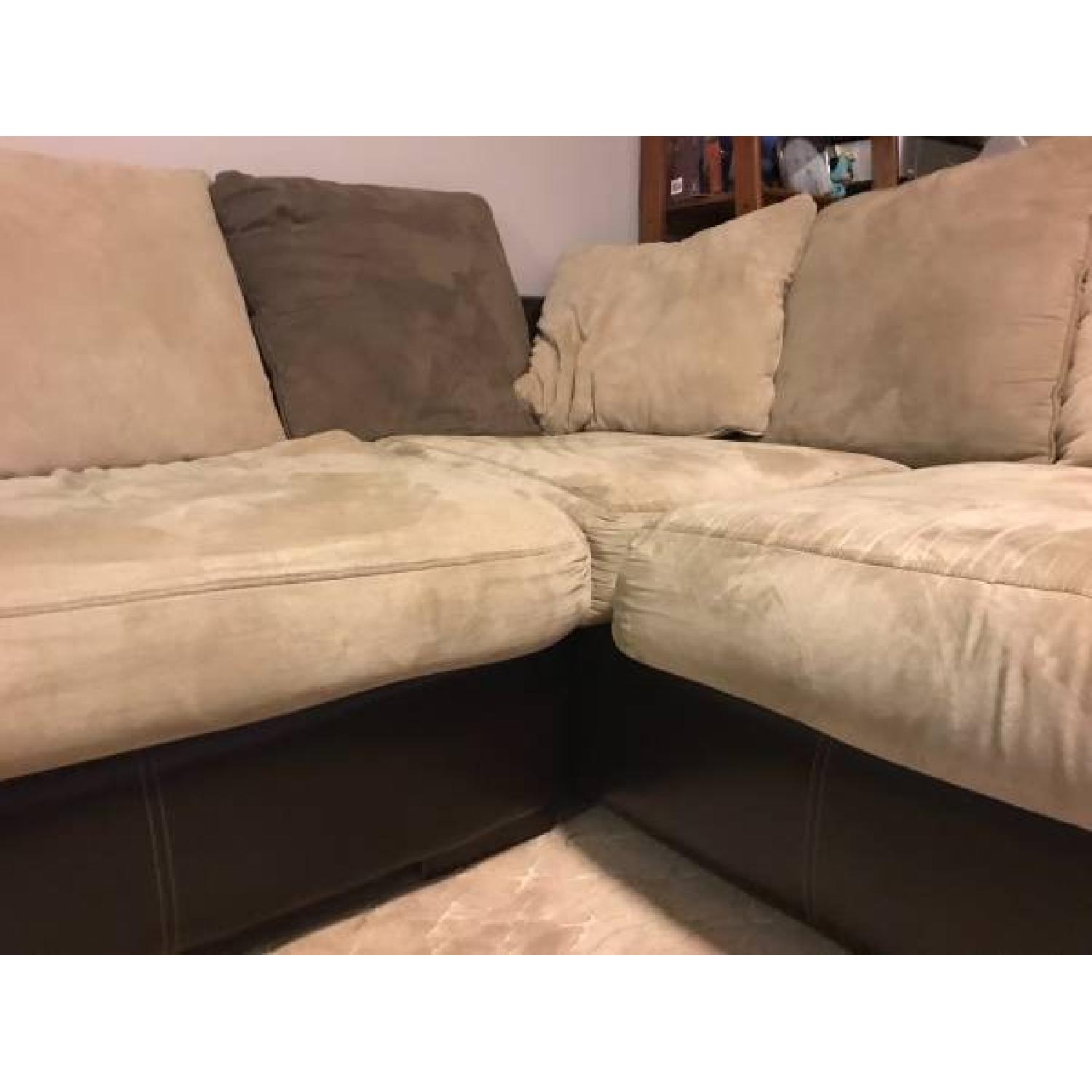 Klaussner Furniture Light Brown Faux Leather Sectional Sofa - image-6