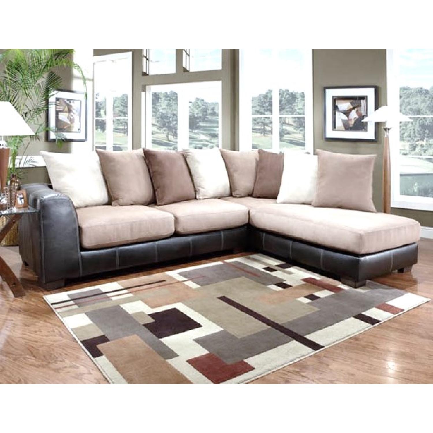 Klaussner Furniture Light Brown Faux Leather Sectional Sofa - image-7