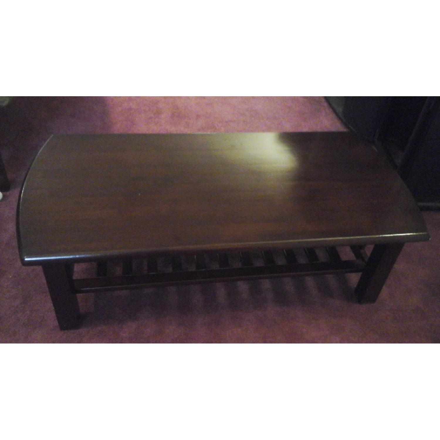 Coffee Table w/ Slats in Mahogany Finish - image-1