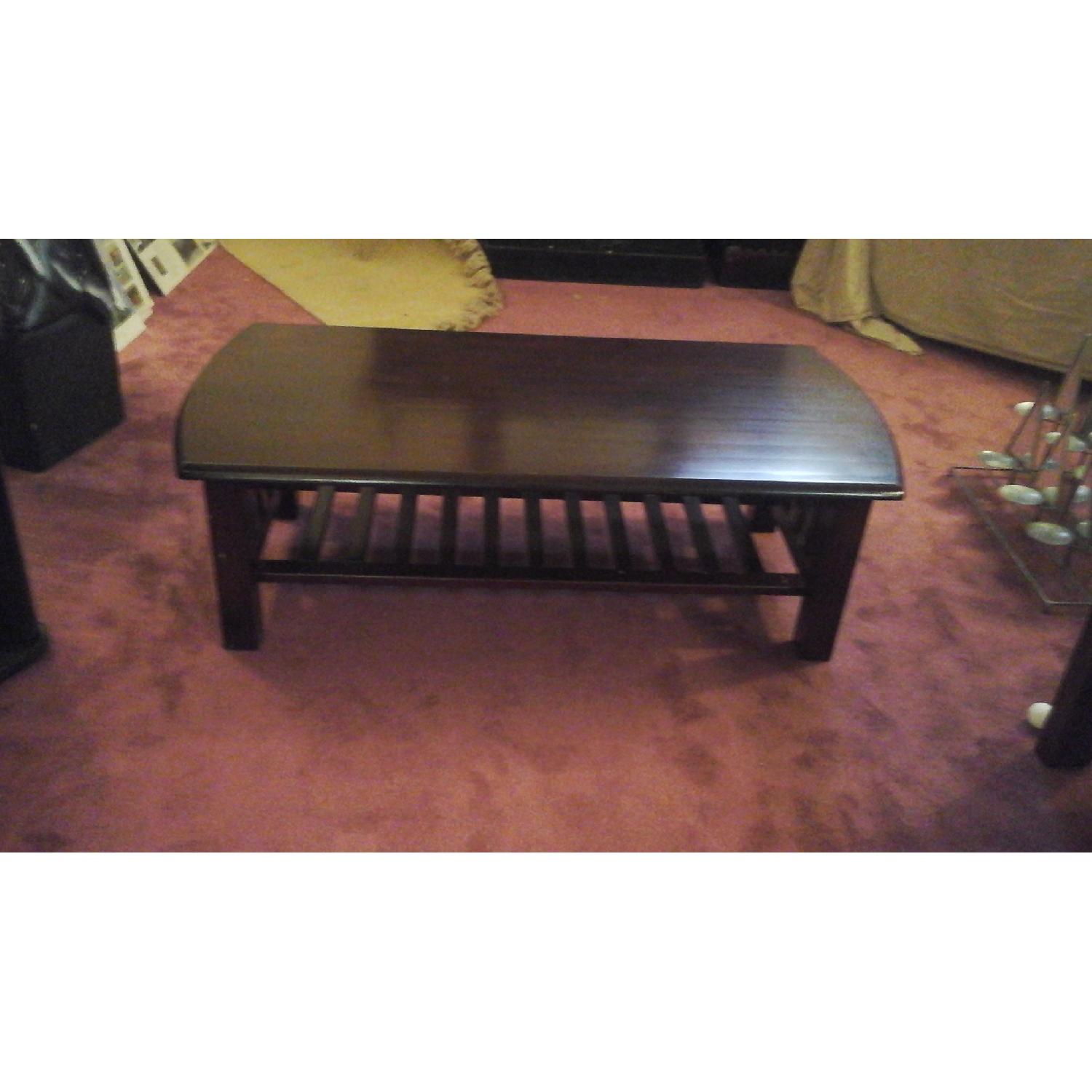 Coffee Table w/ Slats in Mahogany Finish AptDeco