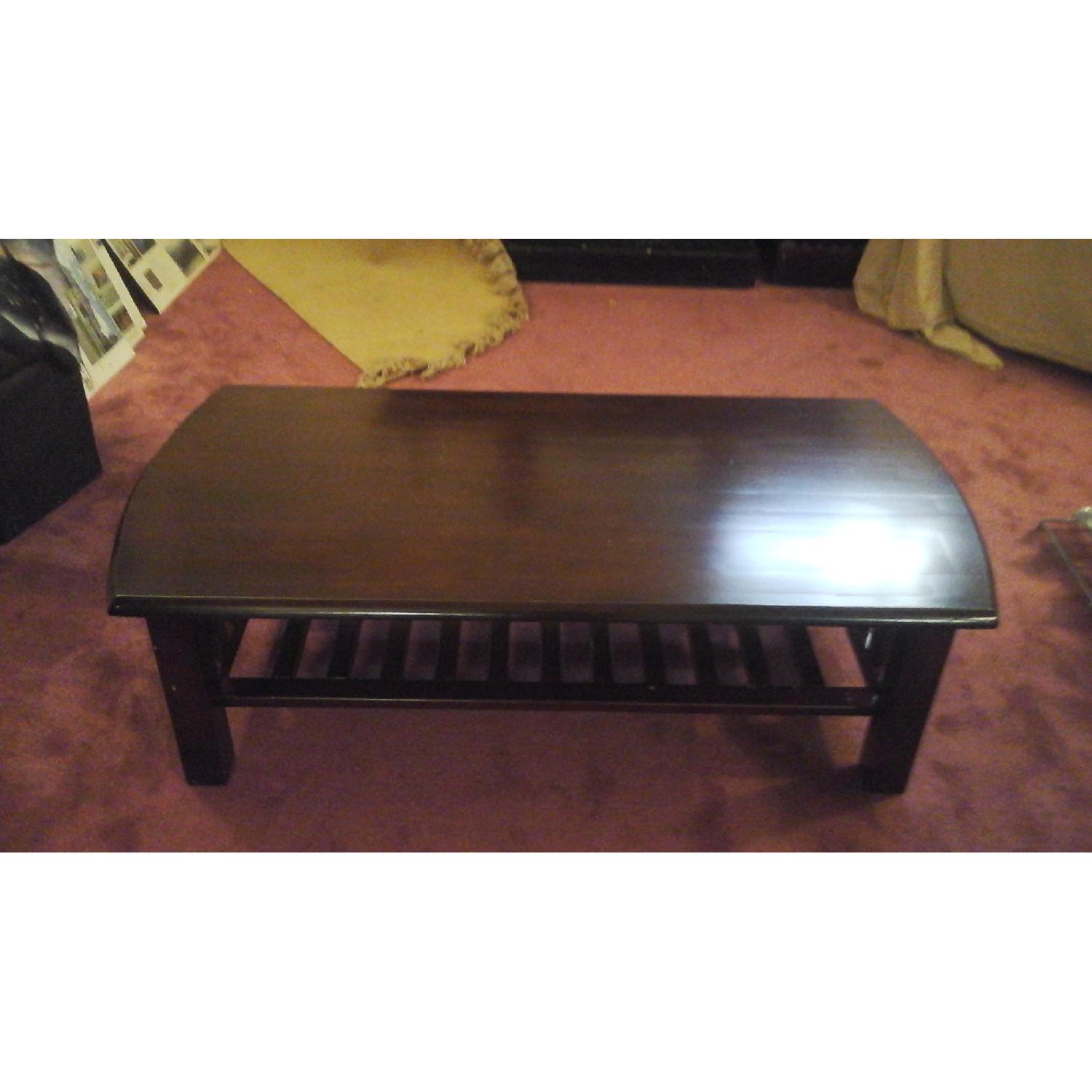 Coffee Table w/ Slats in Mahogany Finish - image-5