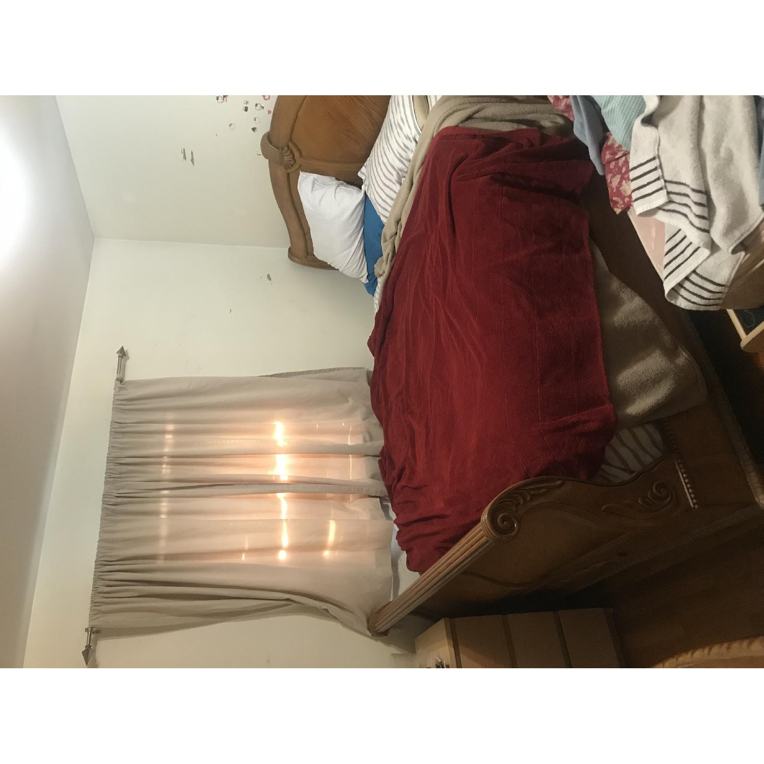 Antique Wood Queen Size Bed Frame - image-1