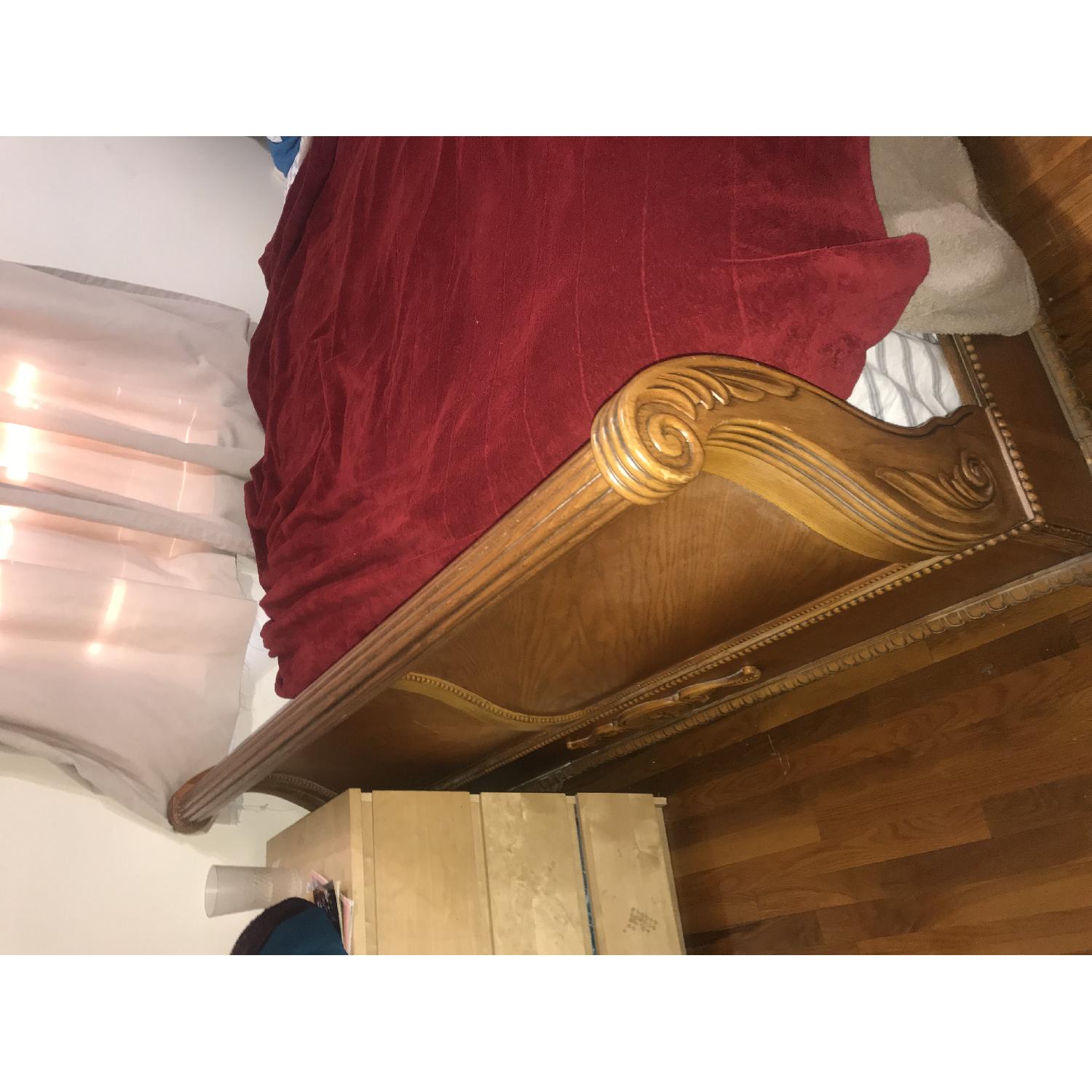 Antique Wood Queen Size Bed Frame - image-2