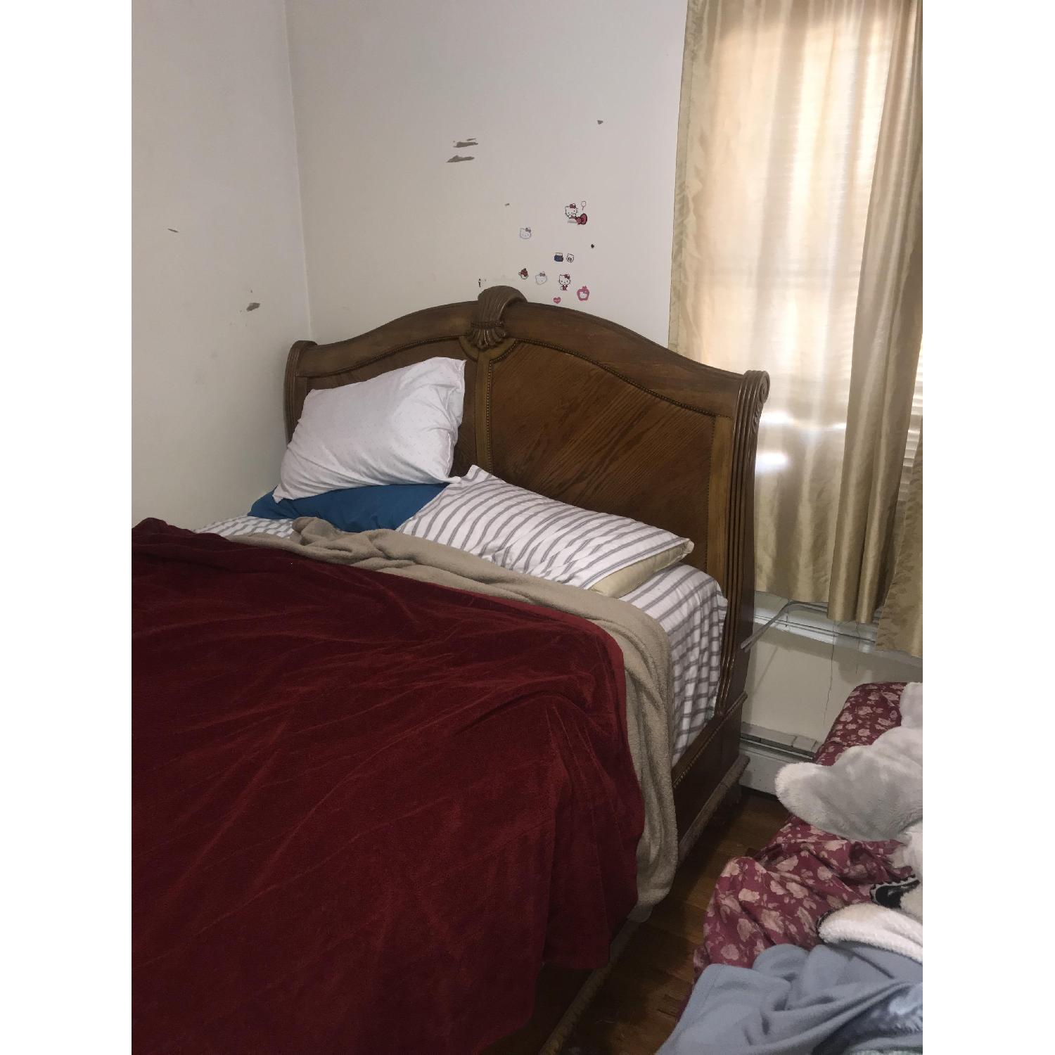 Antique Wood Queen Size Bed Frame - image-3