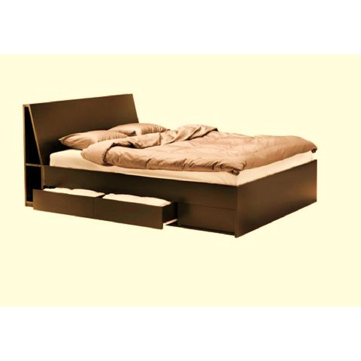 Ikea Full Size Storage Bed Frame w/ Storage Headboard AptDeco