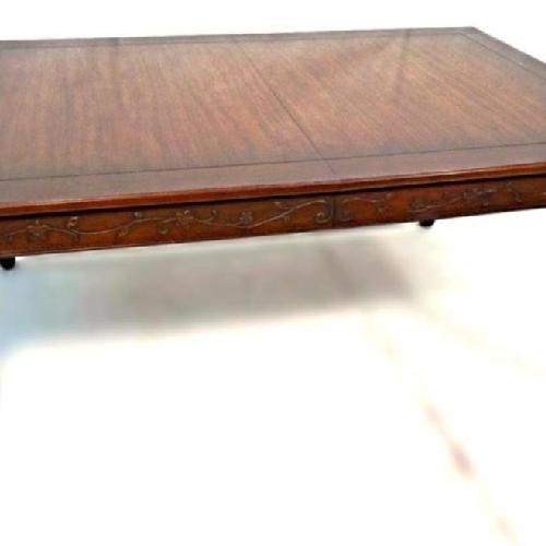 Henredon Signed Carved Mahogany Dining Table w/ 2 Leaves