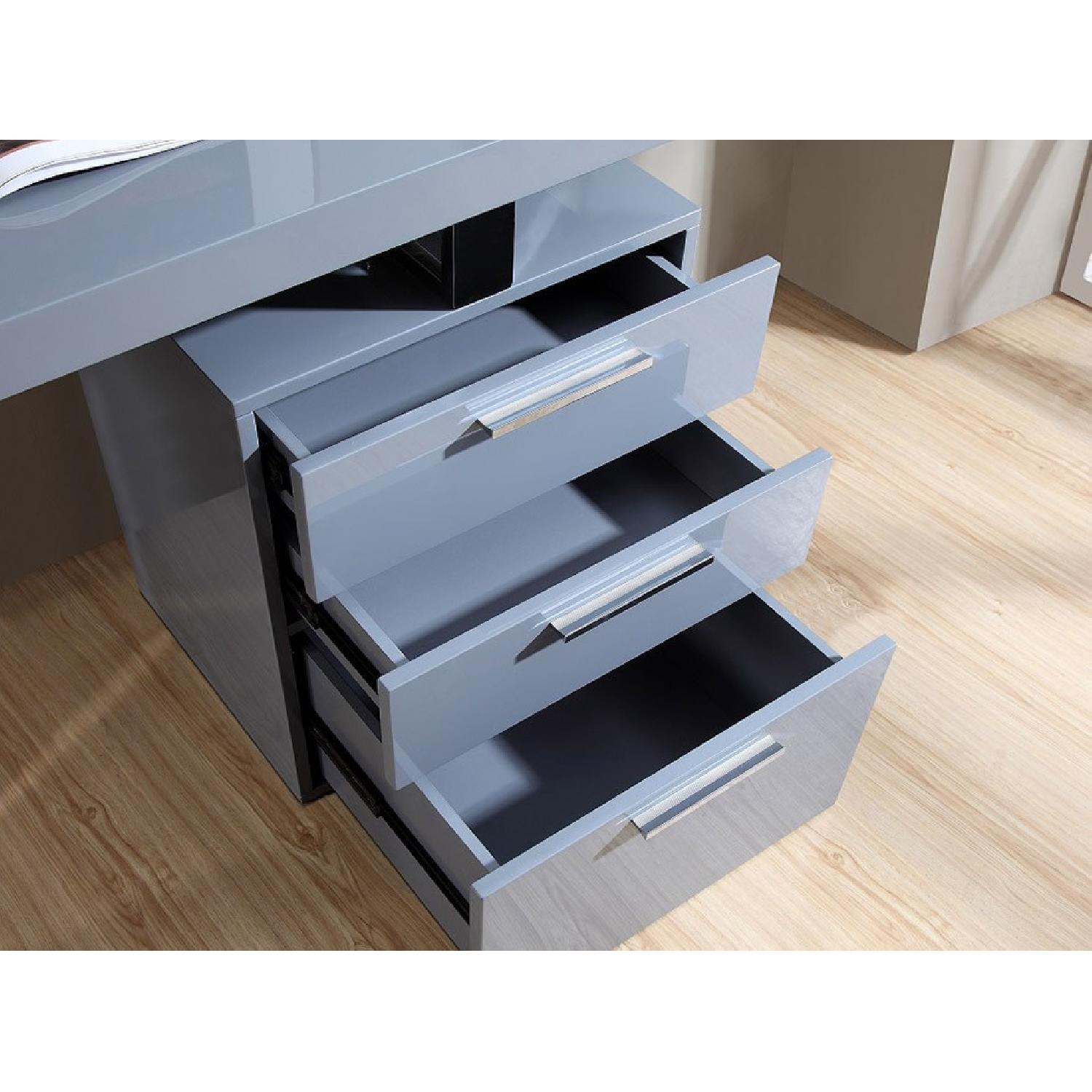 Modern Office Desk in Grey High Gloss w/ Chrome Legs - image-1