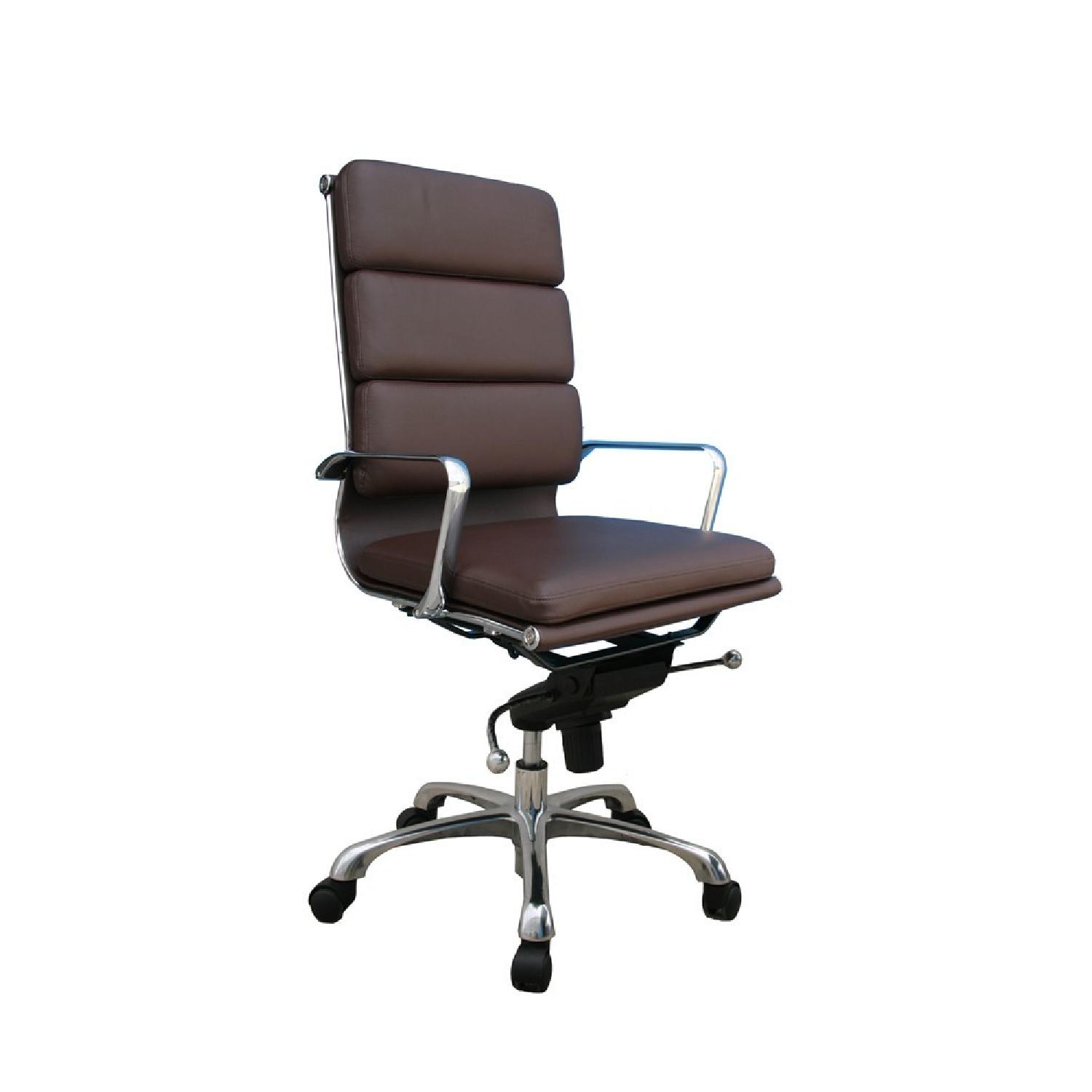 High Back Brown Leather Office Chair AptDeco