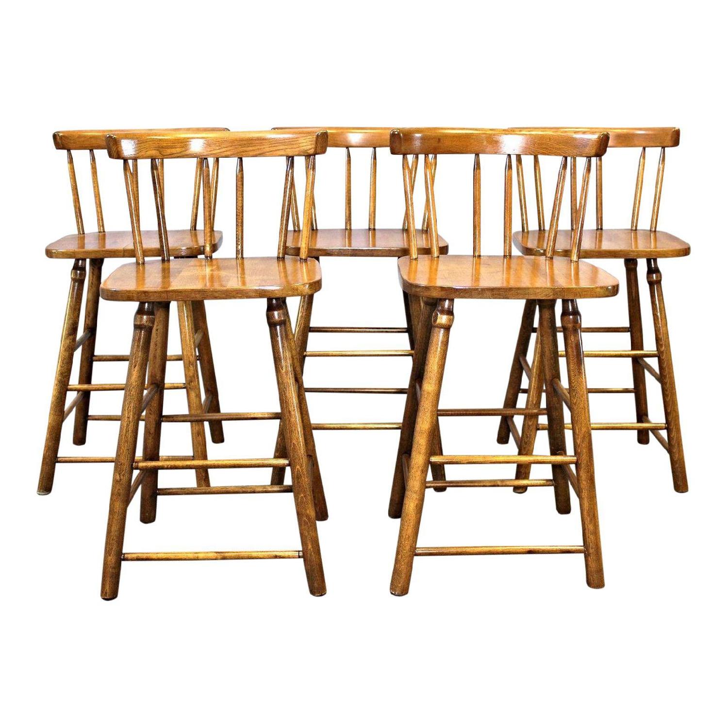 Walnut Spindle Back Side Chair/Counter Stool - image-9