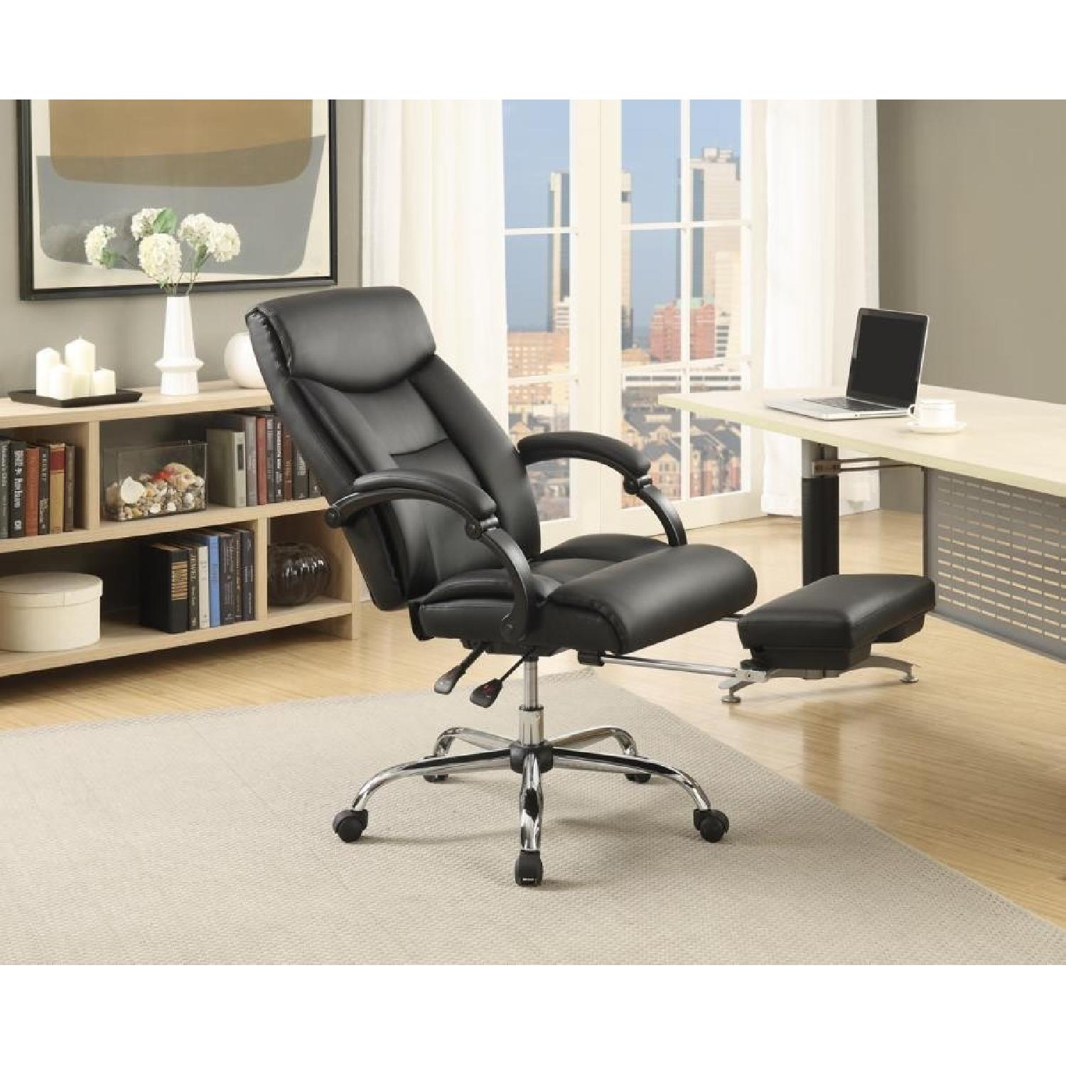 Black Leatherette High Back Ergonomic Recliner Office Chair AptDeco