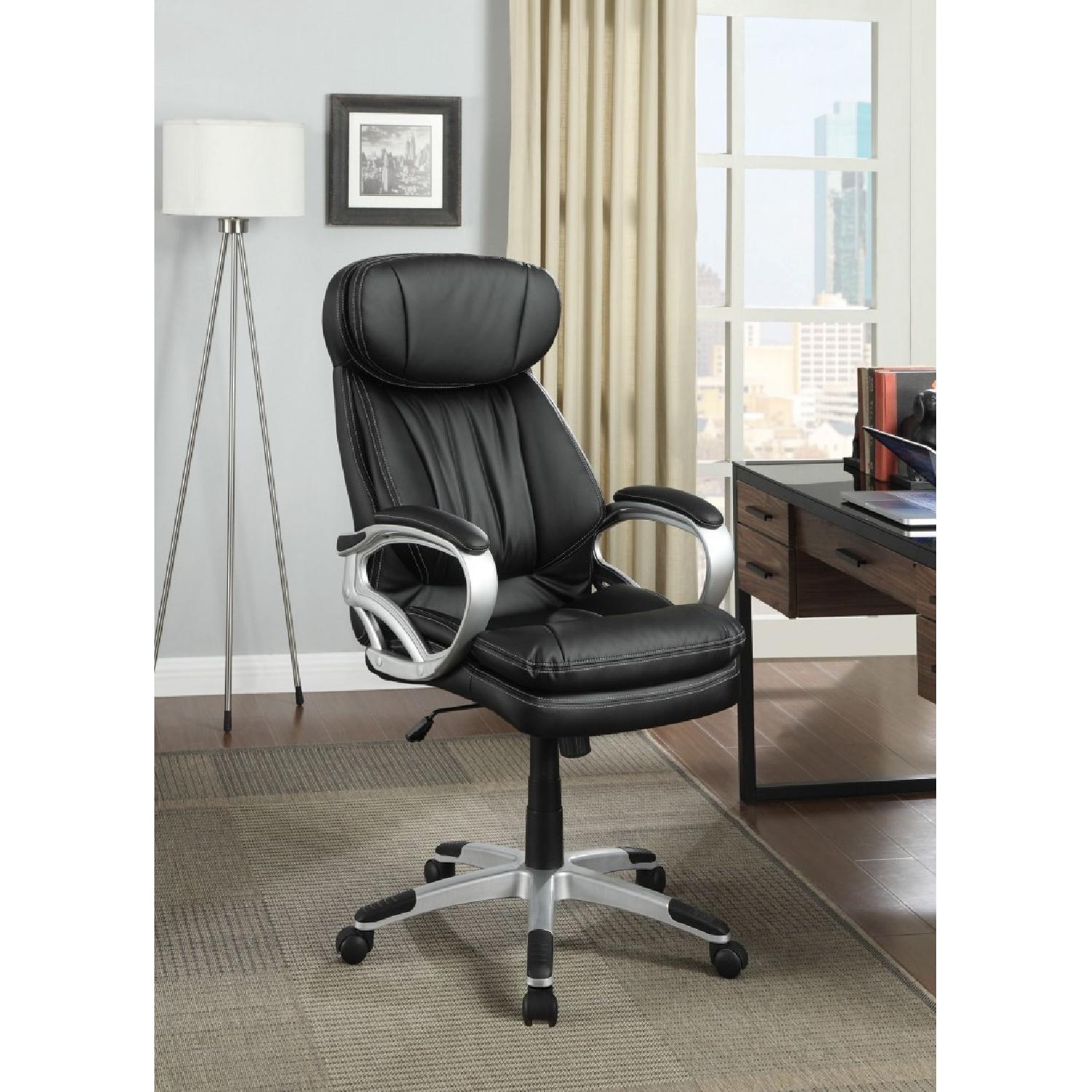 Plus Black Bucket Seat Office Chair w/ Headrest - image-1