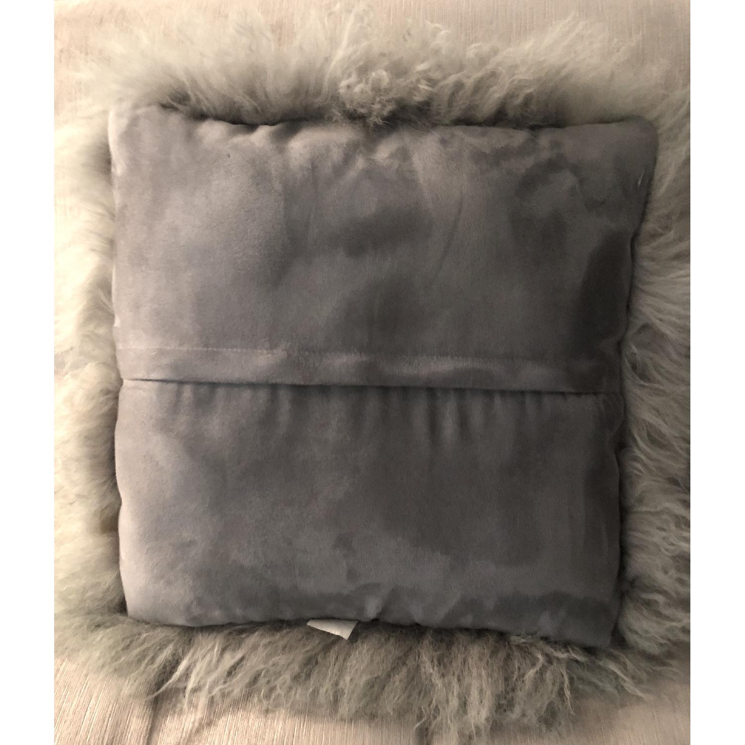 West Elm Mongolian Fur Pillow in Platinum - image-2