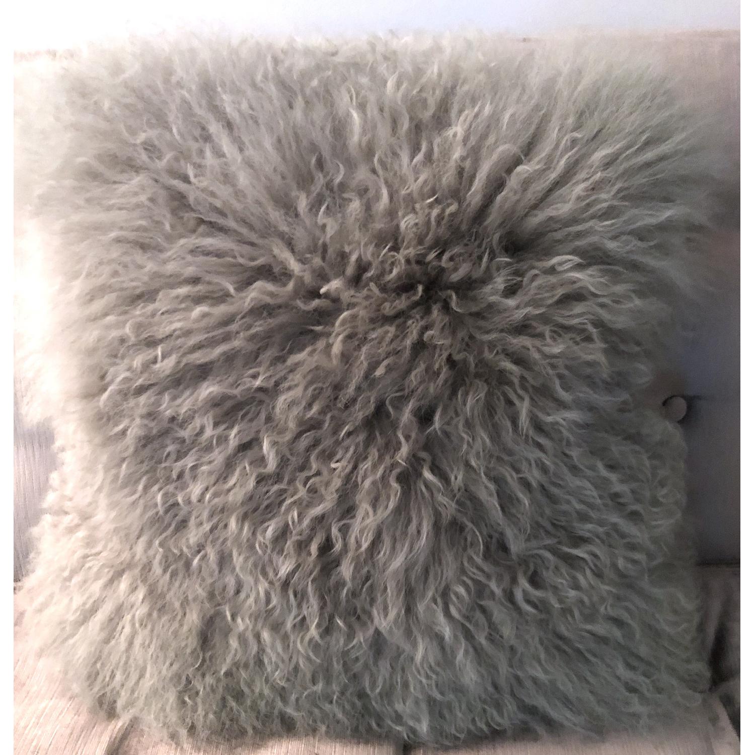 West Elm Mongolian Fur Pillow in Platinum - image-3