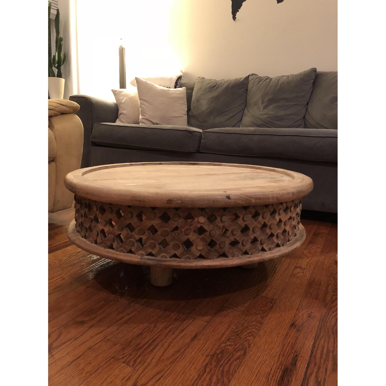 West Elm Carved Wood Coffee Table - image-2