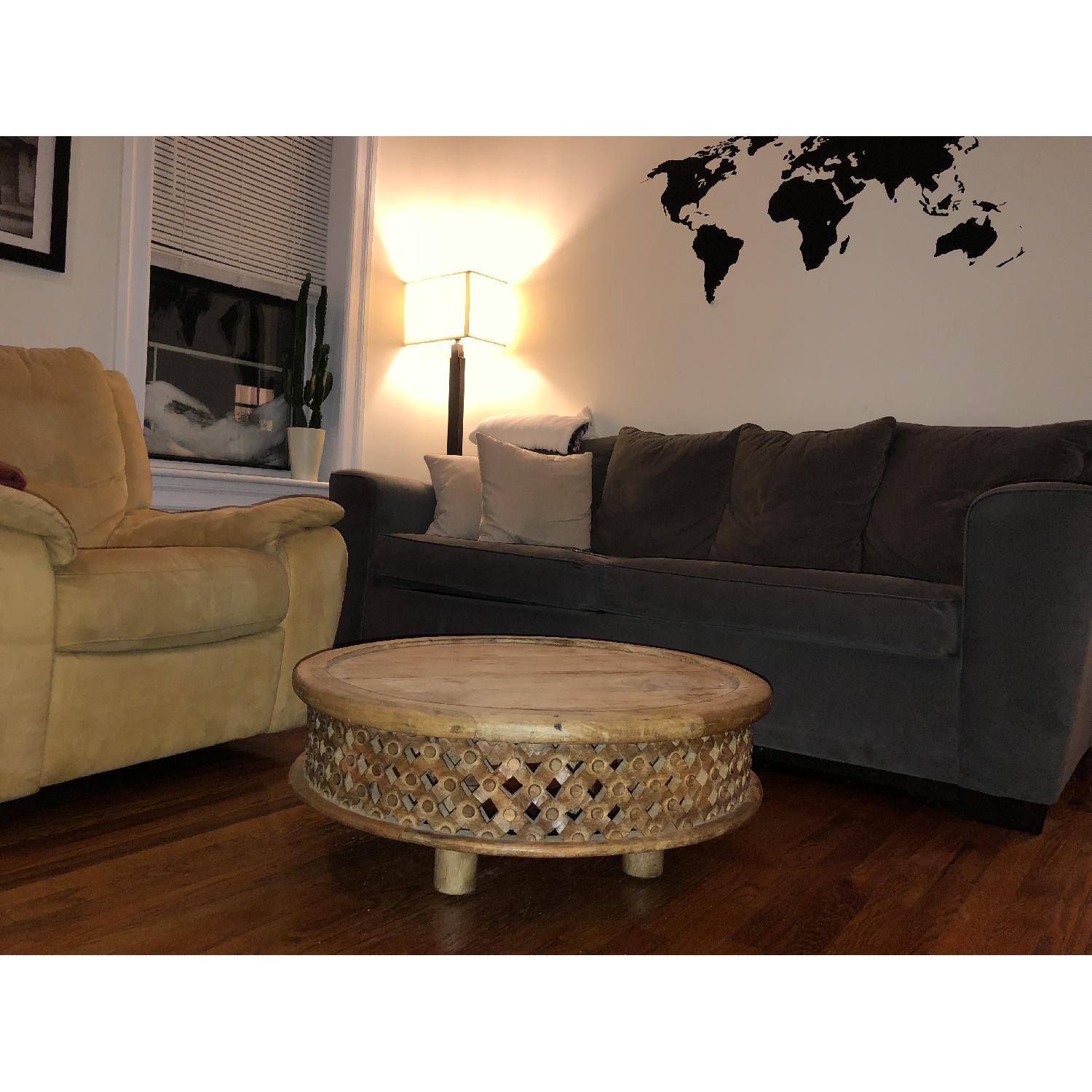 West Elm Carved Wood Coffee Table - image-3