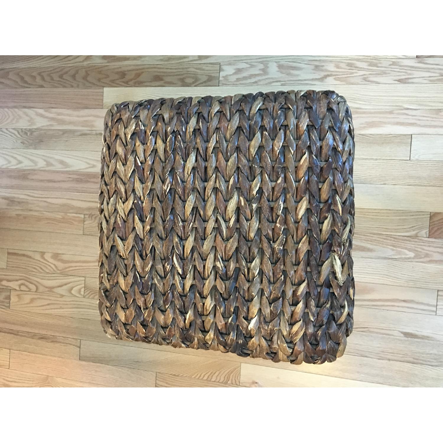 Pottery Barn Wood & Rattan Seat Stool - image-1