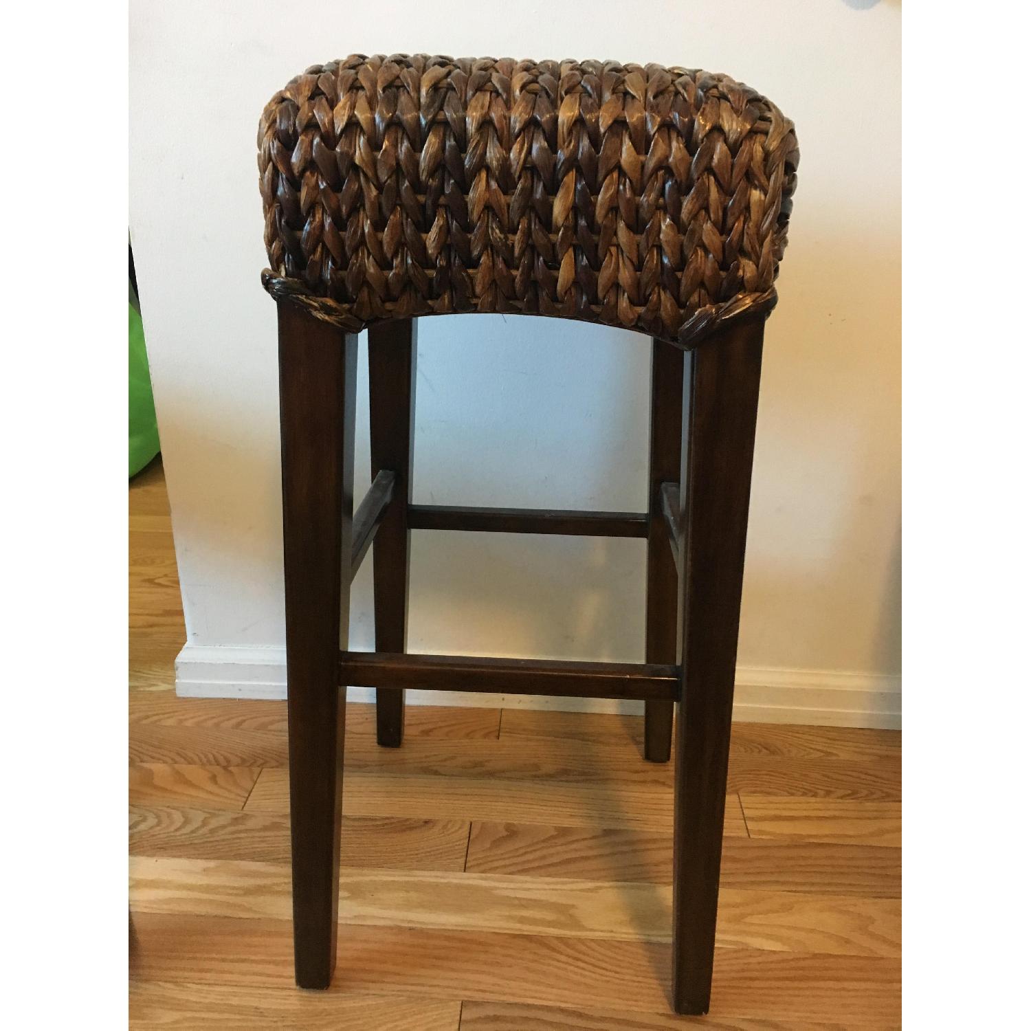 Pottery Barn Wood & Rattan Seat Stool - image-3