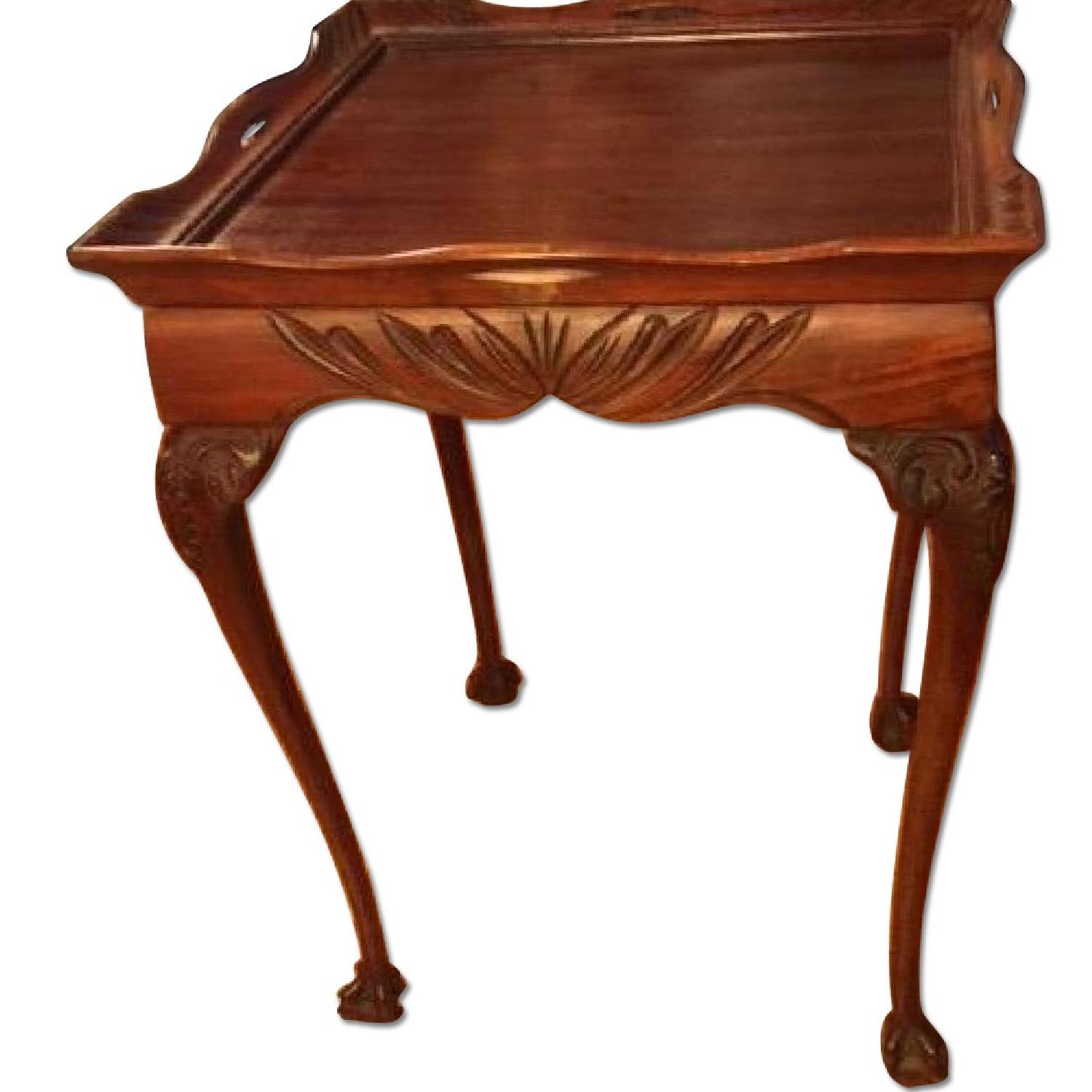 Antique Carved Cherry Wood Side Table AptDeco
