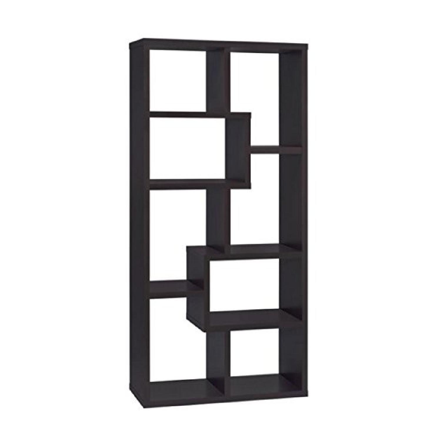 Contemporary Asymmetrical Cube Bookcase in Deep Cappuccino - image-1