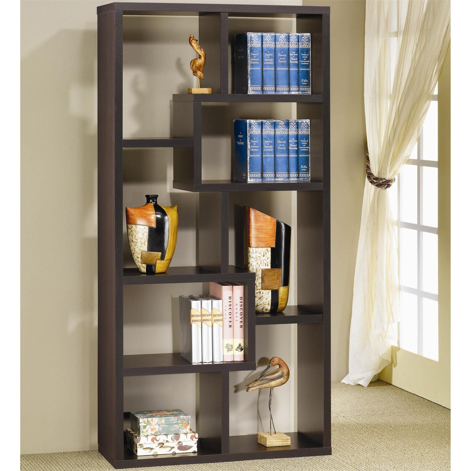 Contemporary Asymmetrical Cube Bookcase in Deep Cappuccino - image-2