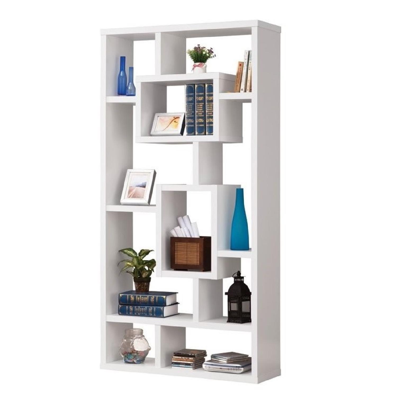 Contemporary Asymmetrical Cube Bookcase in White - AptDeco