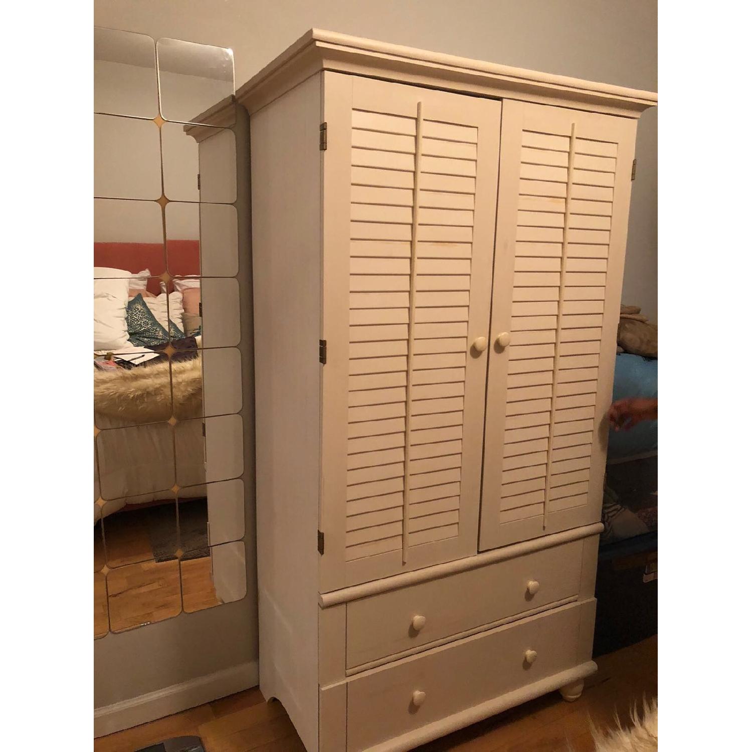 Sauder Harbor Antiqued White Finish Armoire - image-1