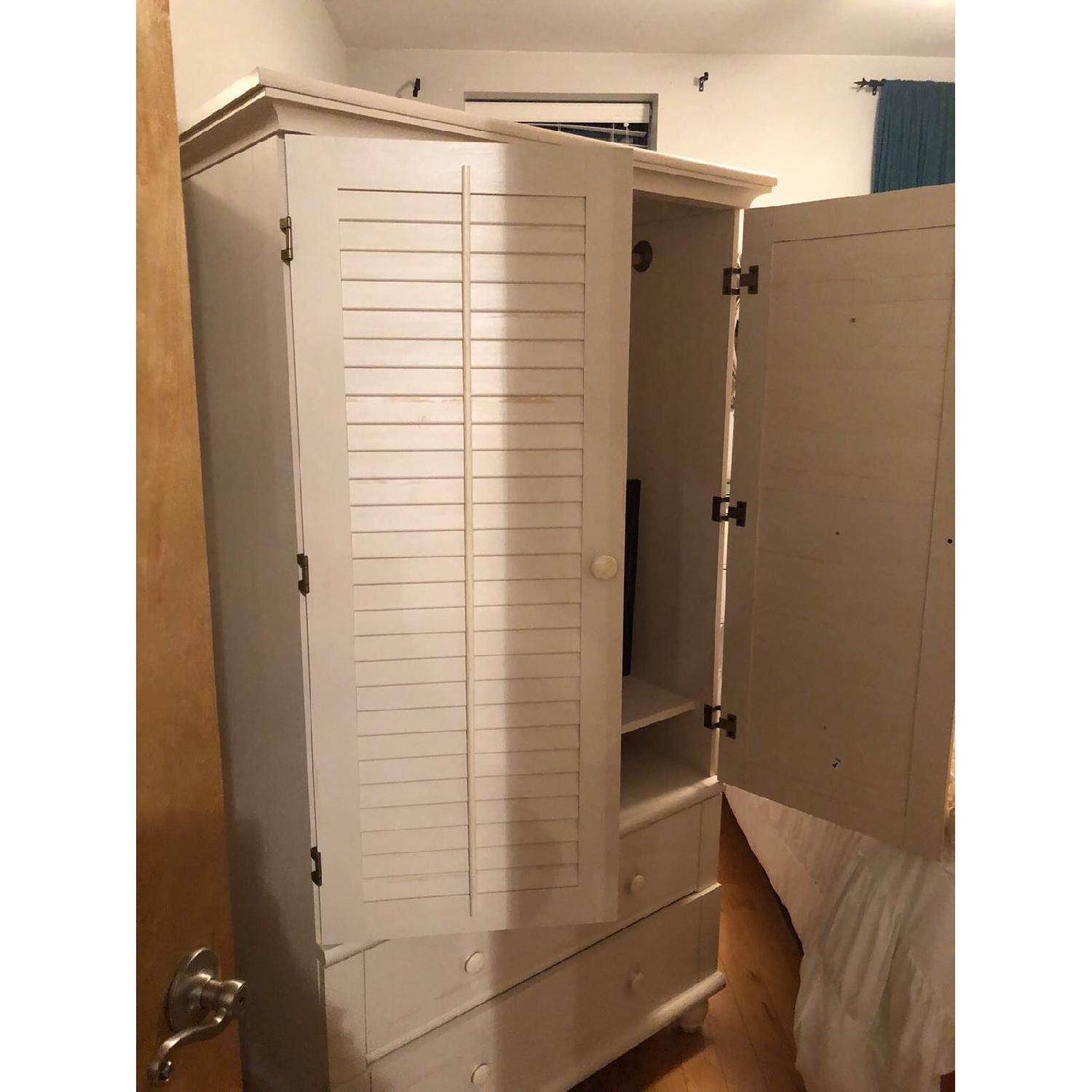 Sauder Harbor Antiqued White Finish Armoire - image-2