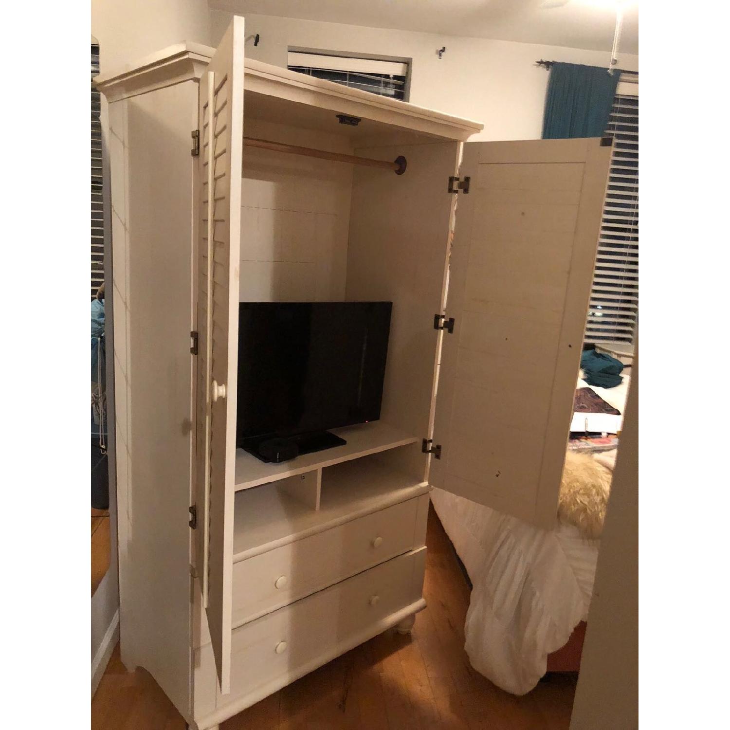 Sauder Harbor Antiqued White Finish Armoire - image-3