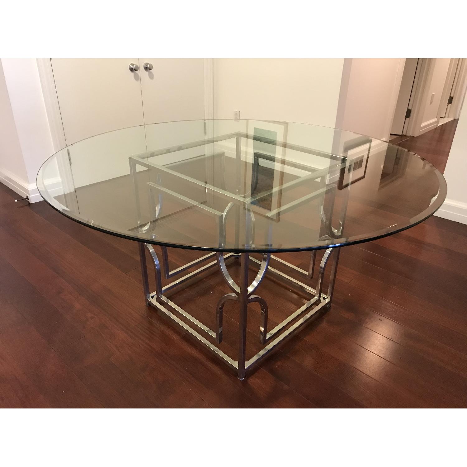 Z Gallerie Glass & Chrome Dining Table AptDeco