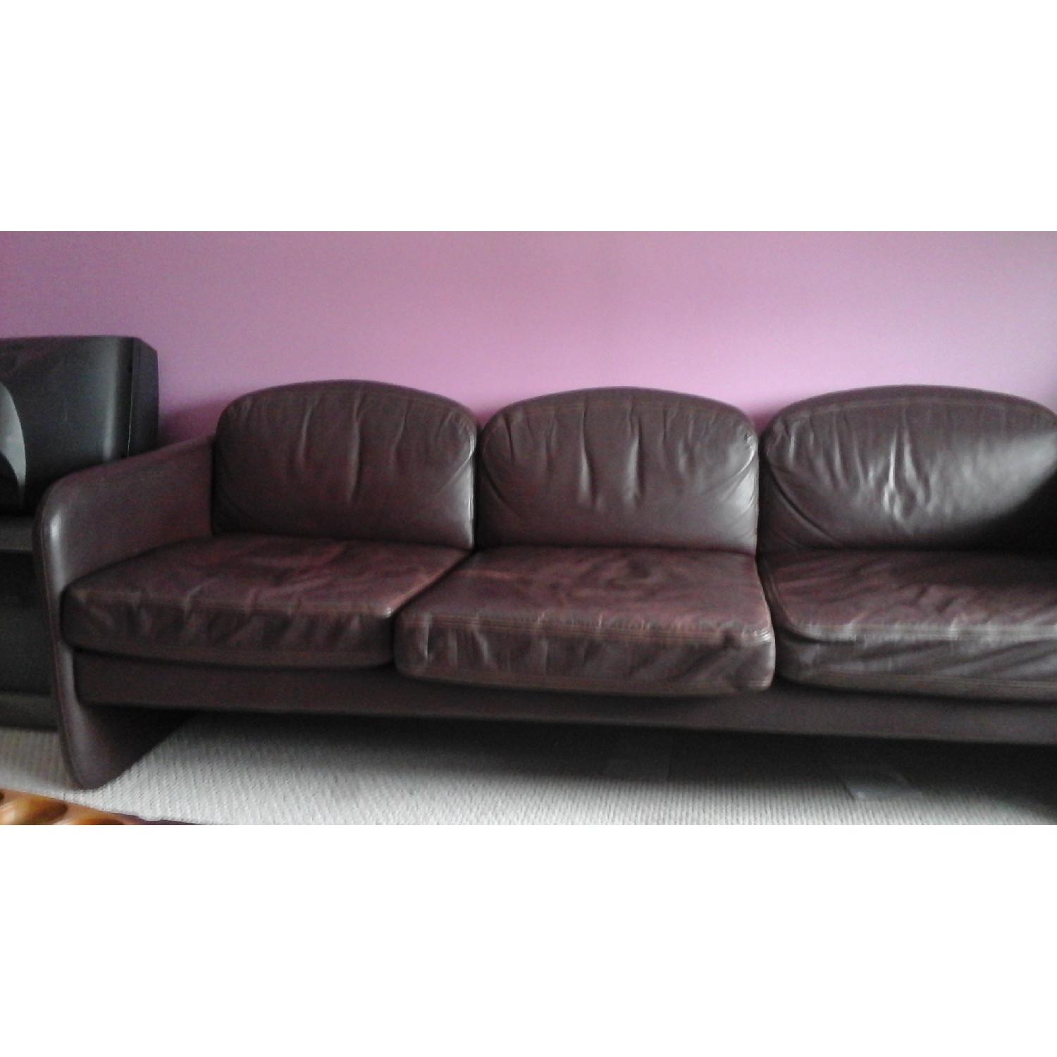 Mueller Furniture 1987 Burgundy Leather Sofa - image-1