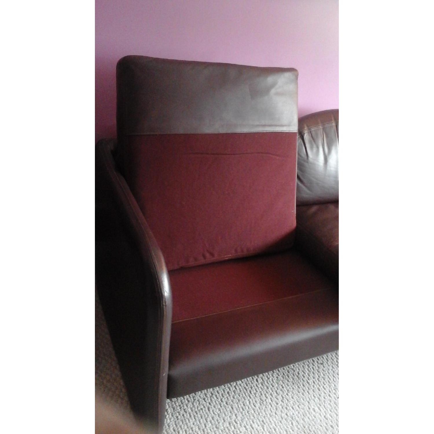 Mueller Furniture 1987 Burgundy Leather Sofa - image-2