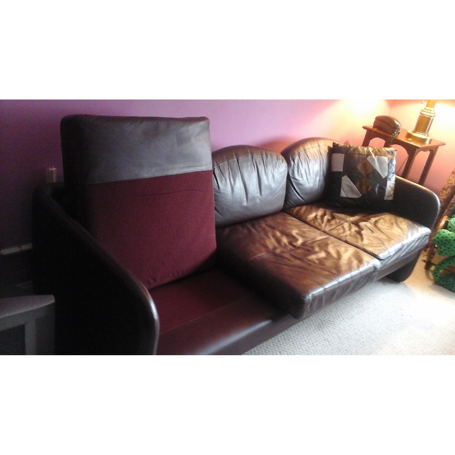 Mueller Furniture 1987 Burgundy Leather Sofa - image-20