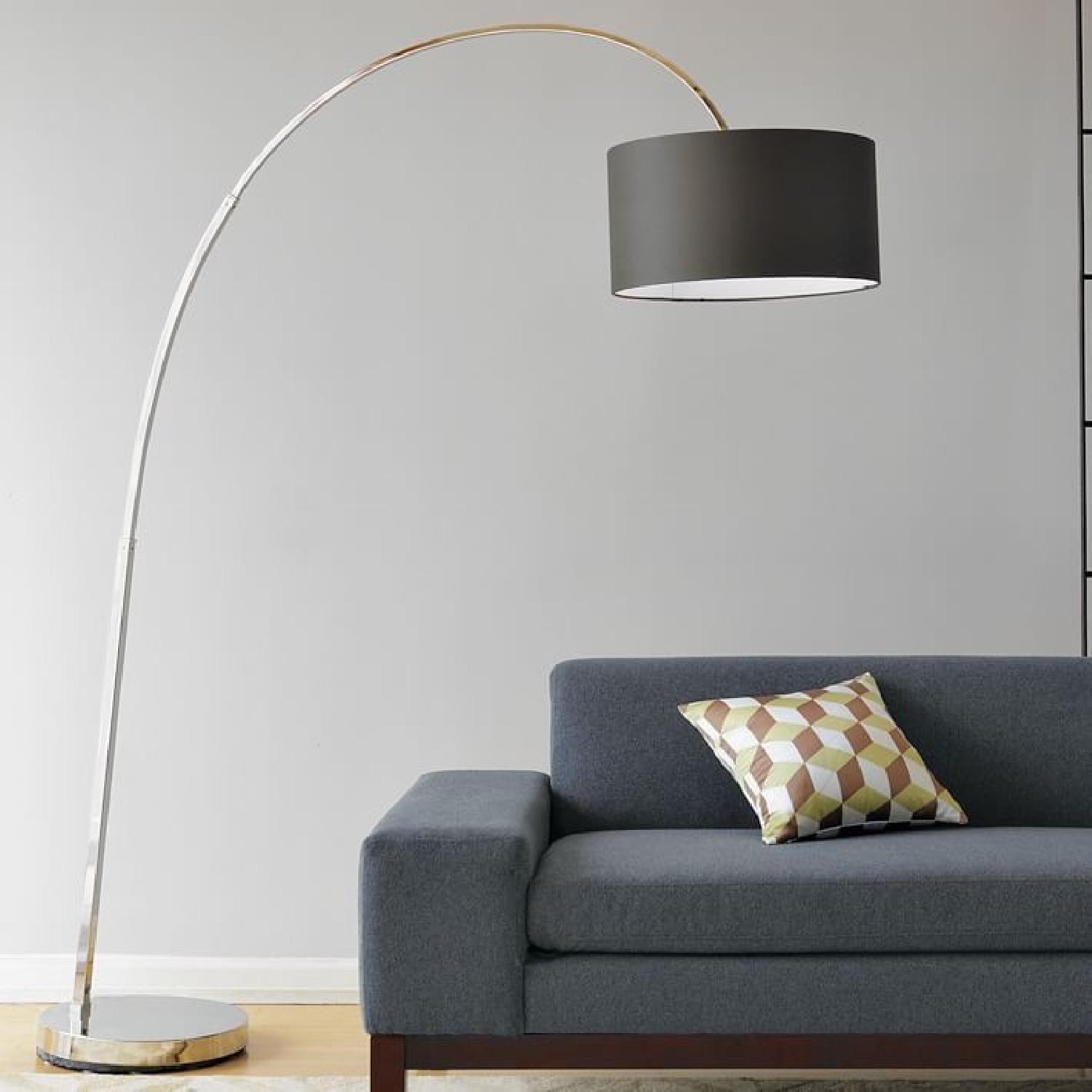 West Elm Overarching Linen Shade Floor Lamp - image-1