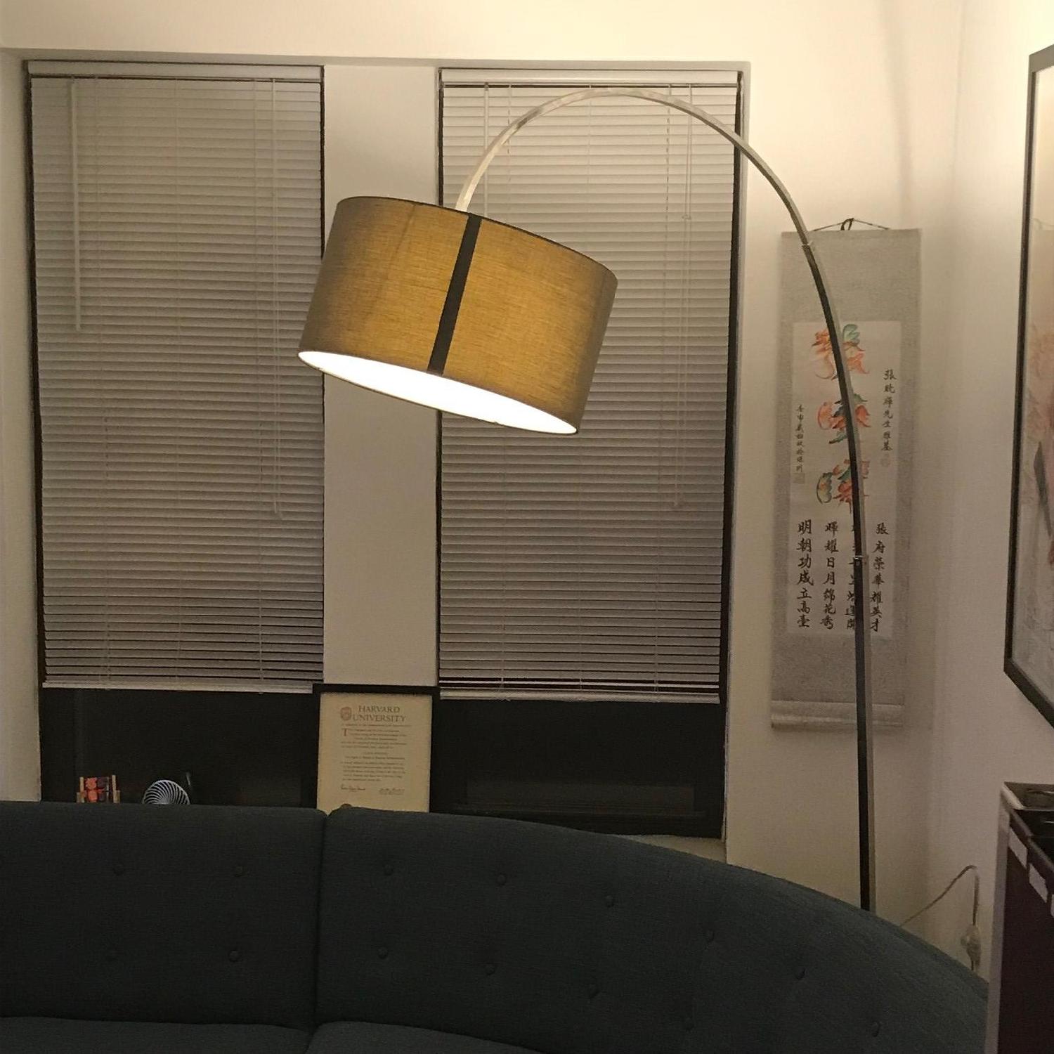 West Elm Overarching Linen Shade Floor Lamp - image-3