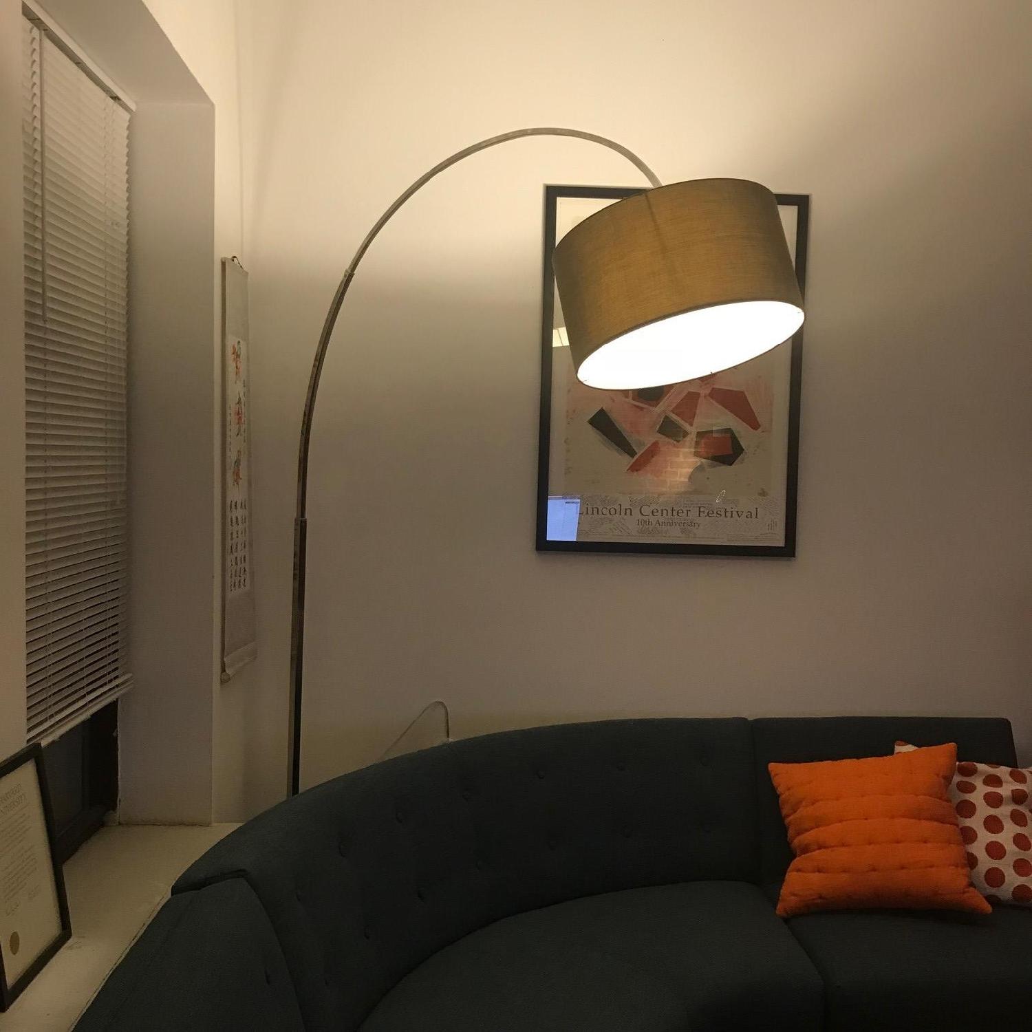 West Elm Overarching Linen Shade Floor Lamp - image-4