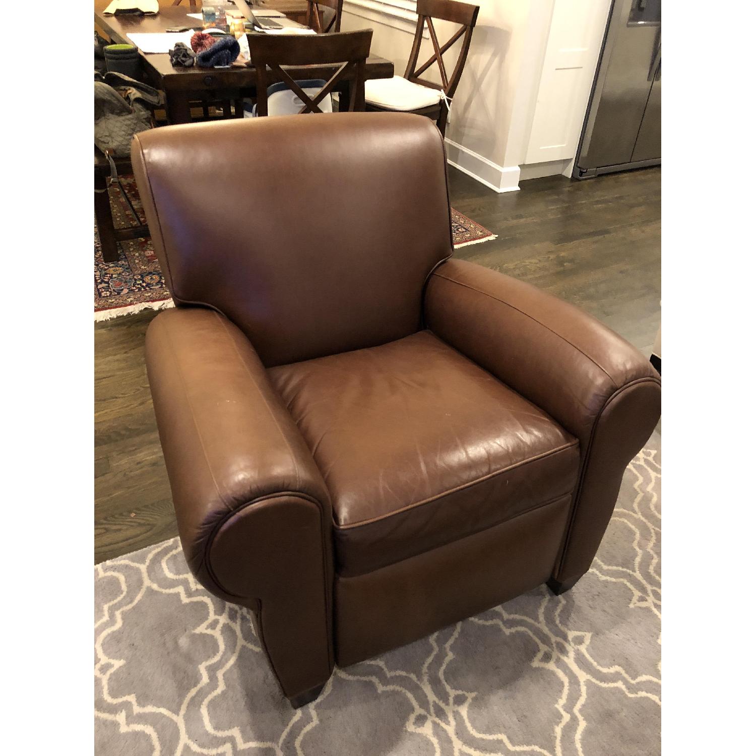 Pottery Barn Manhattan Leather Armchair - image-1