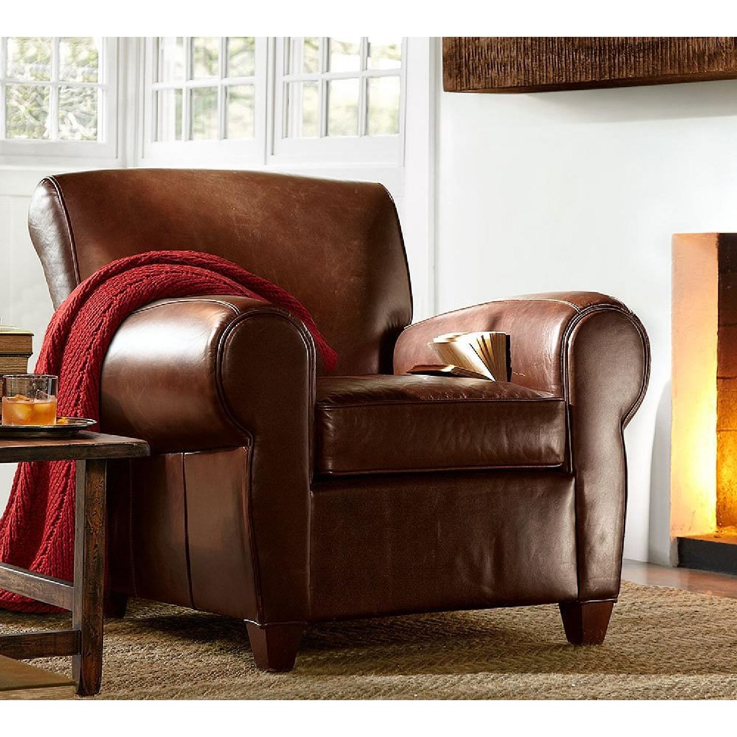 Pottery Barn Manhattan Leather Armchair - image-3