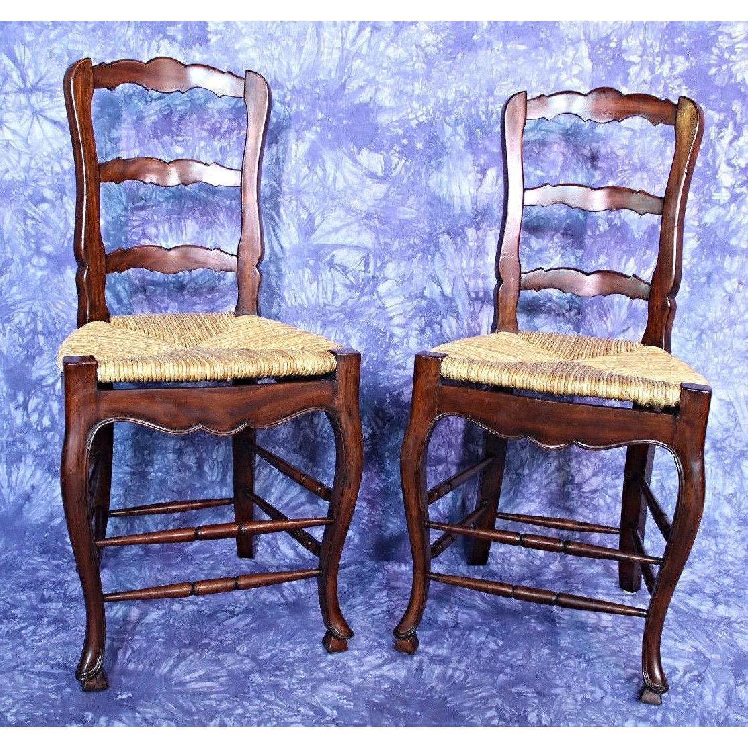 French Country Bar Counter Chair w/ Rush Seat - image-1