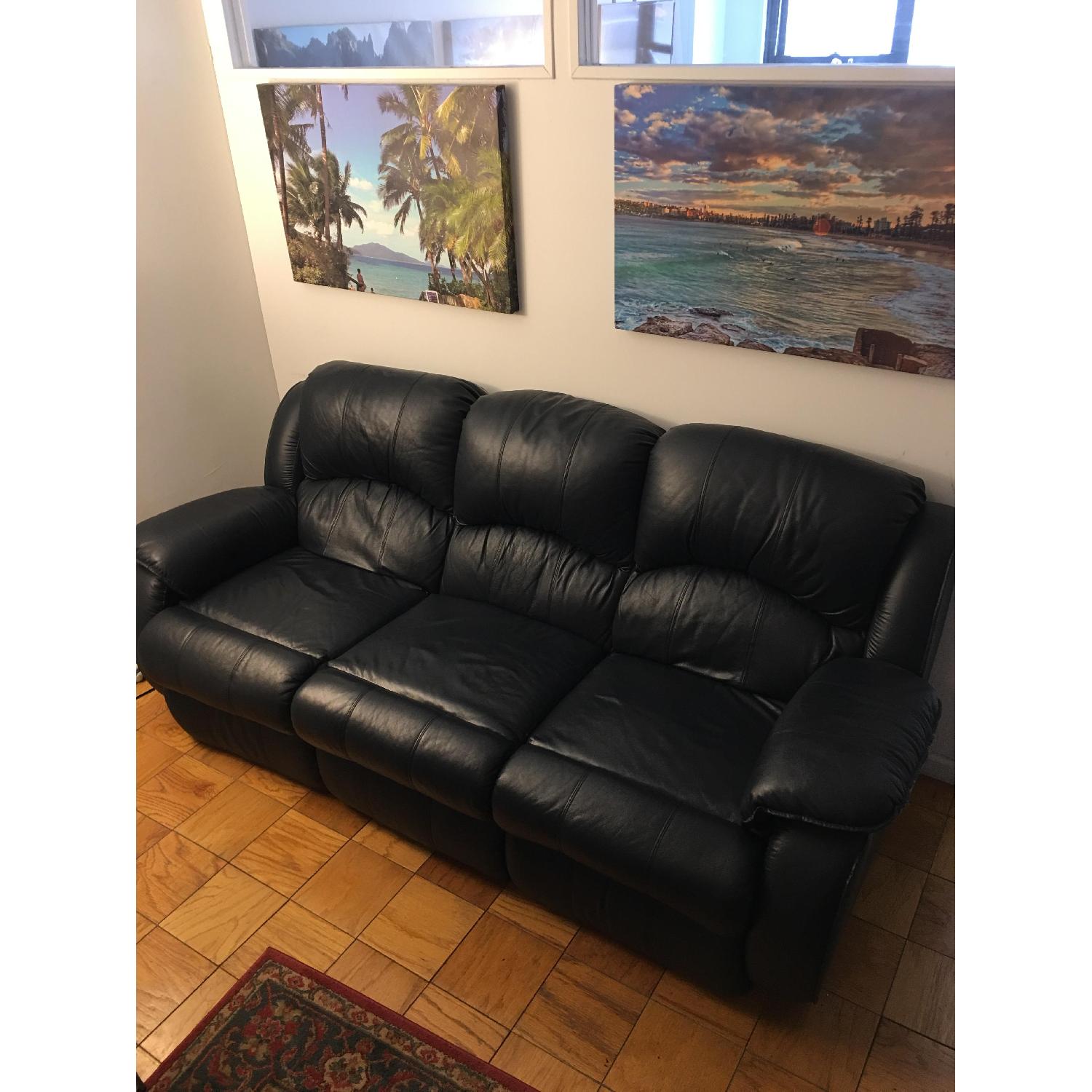 Dark Blue Reclining Couch - image-1