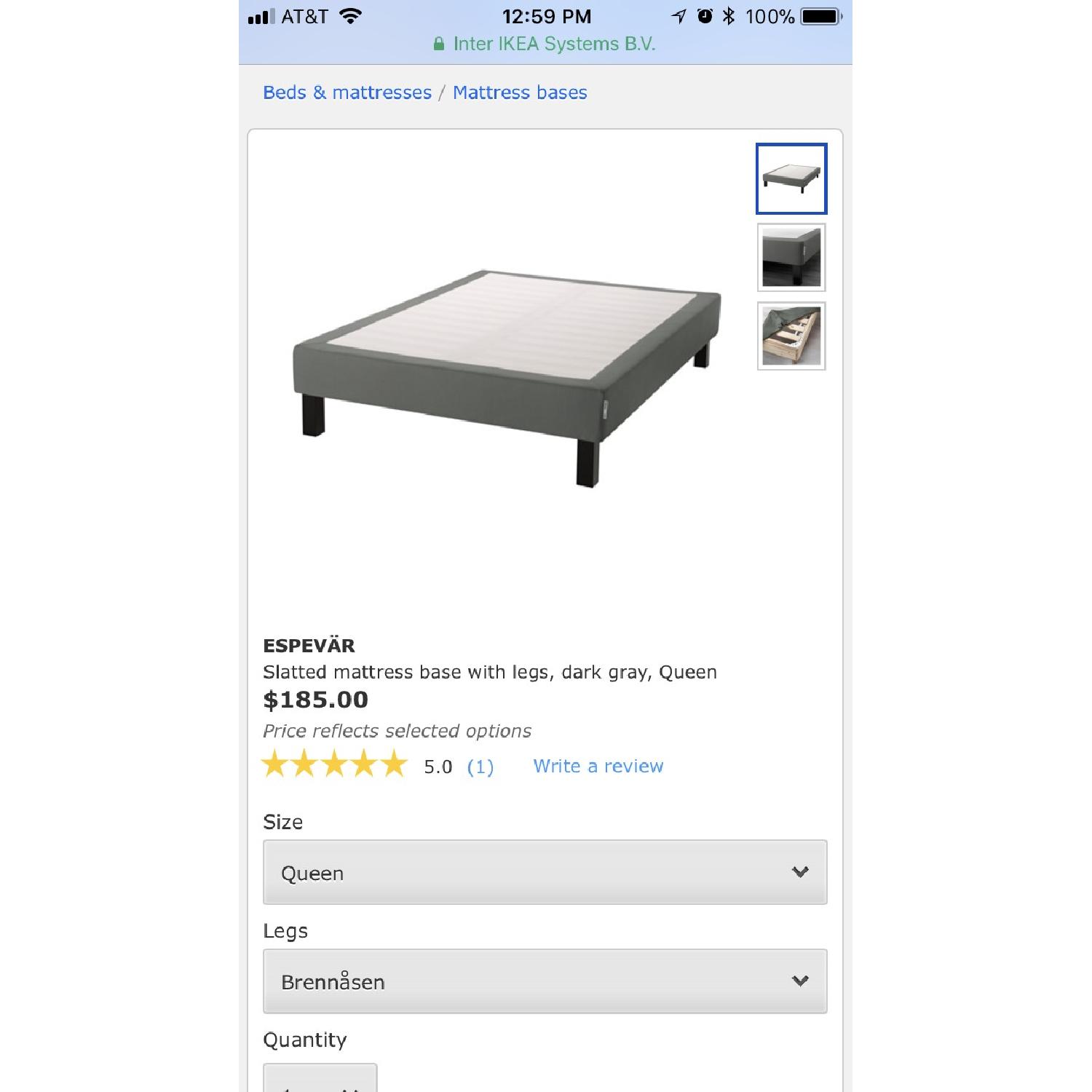 Ikea Espevar Queen Slatted Frame w/ Legs - image-3