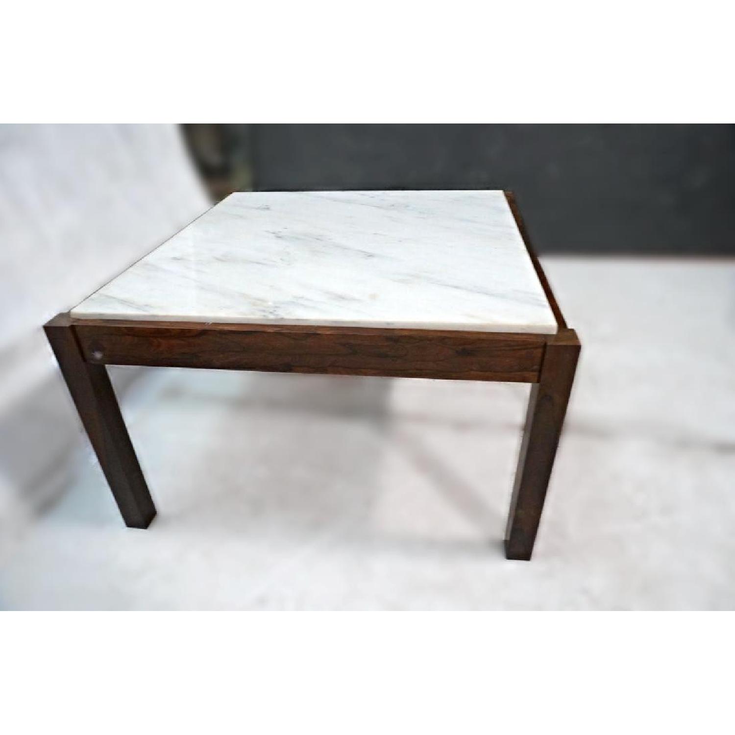Danish Modern Rosewood Marble Top Coffee Table - image-1
