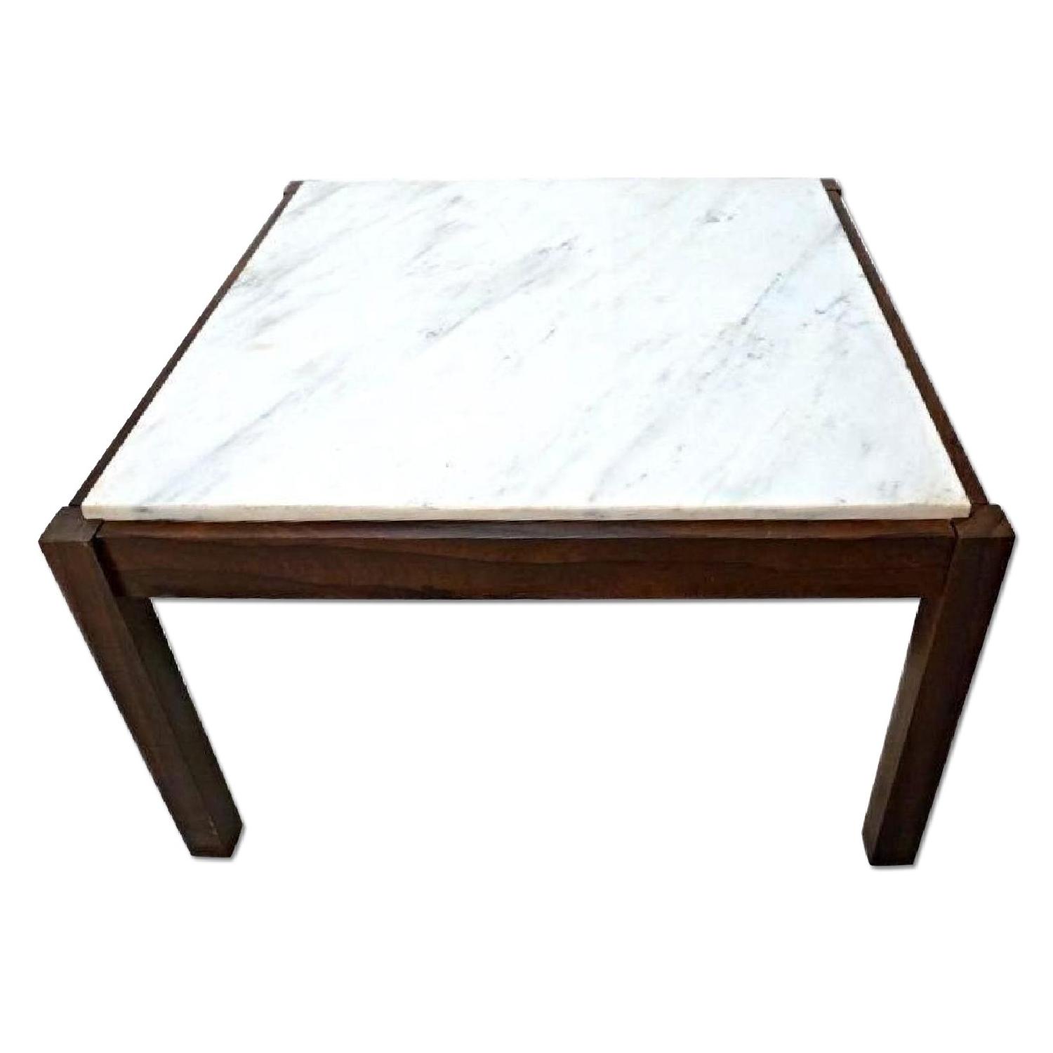 Danish Modern Rosewood Marble Top Coffee Table - image-8